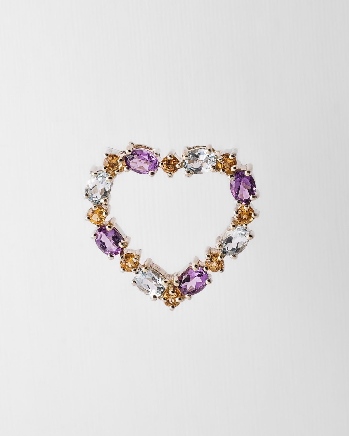Solène | Vintage Heart-Shaped Citrine, Amethyst & Topaz Pendant