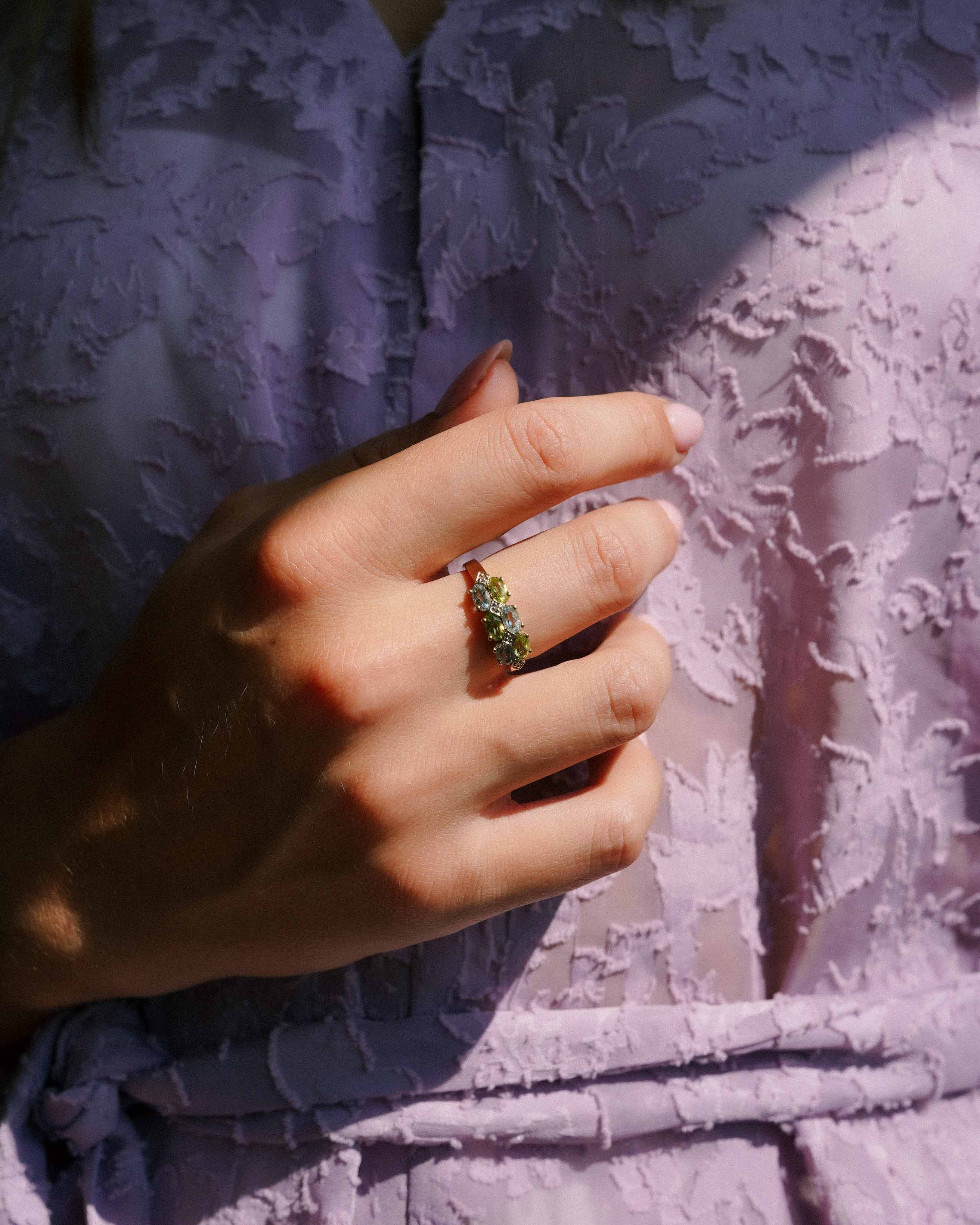 Miralyn | Vintage Topaz, Peridot & Diamond Cluster Ring