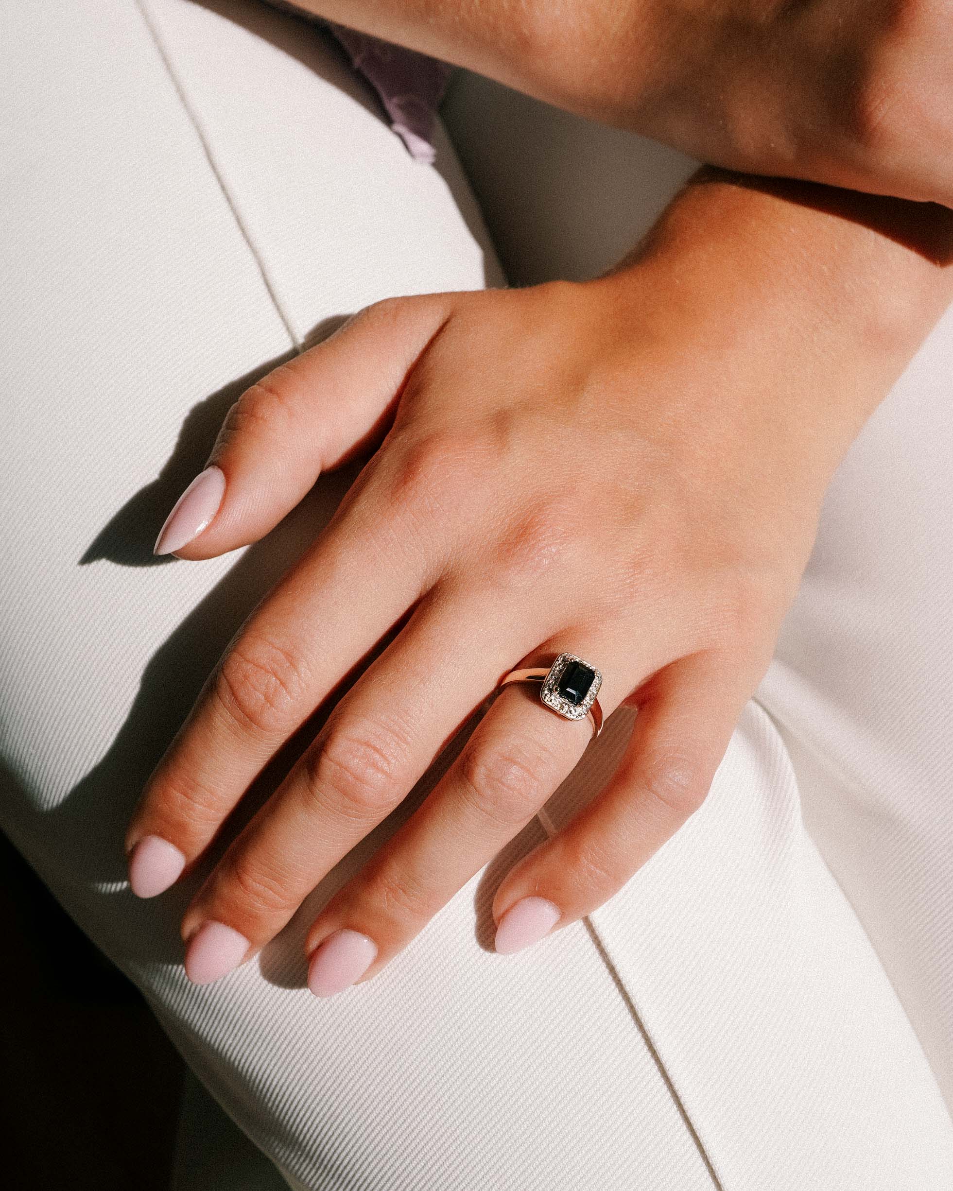 Noctara | Vintage Sapphire & Diamond Halo Ring