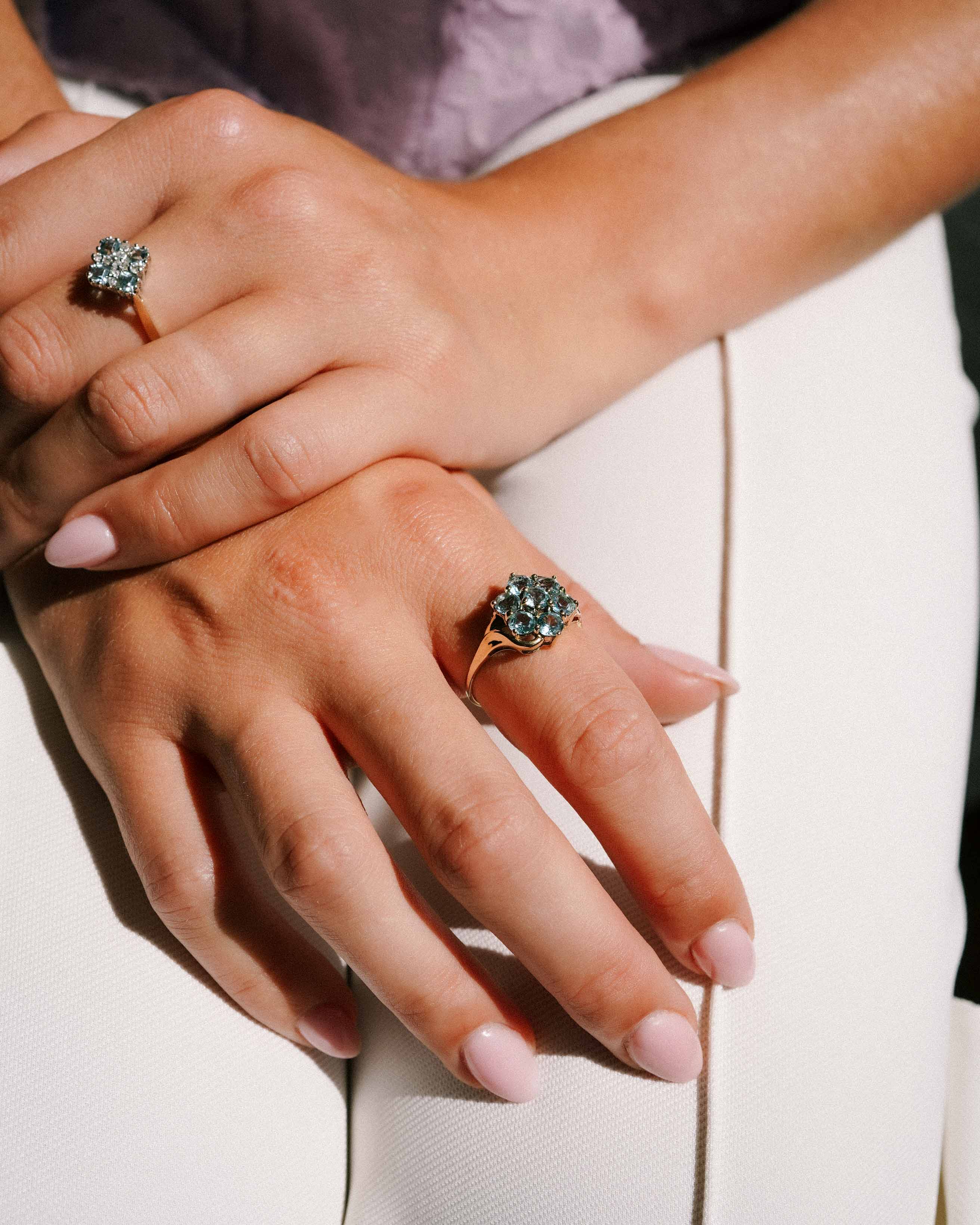 Leyla | Vintage Blue Topaz Cluster Ring