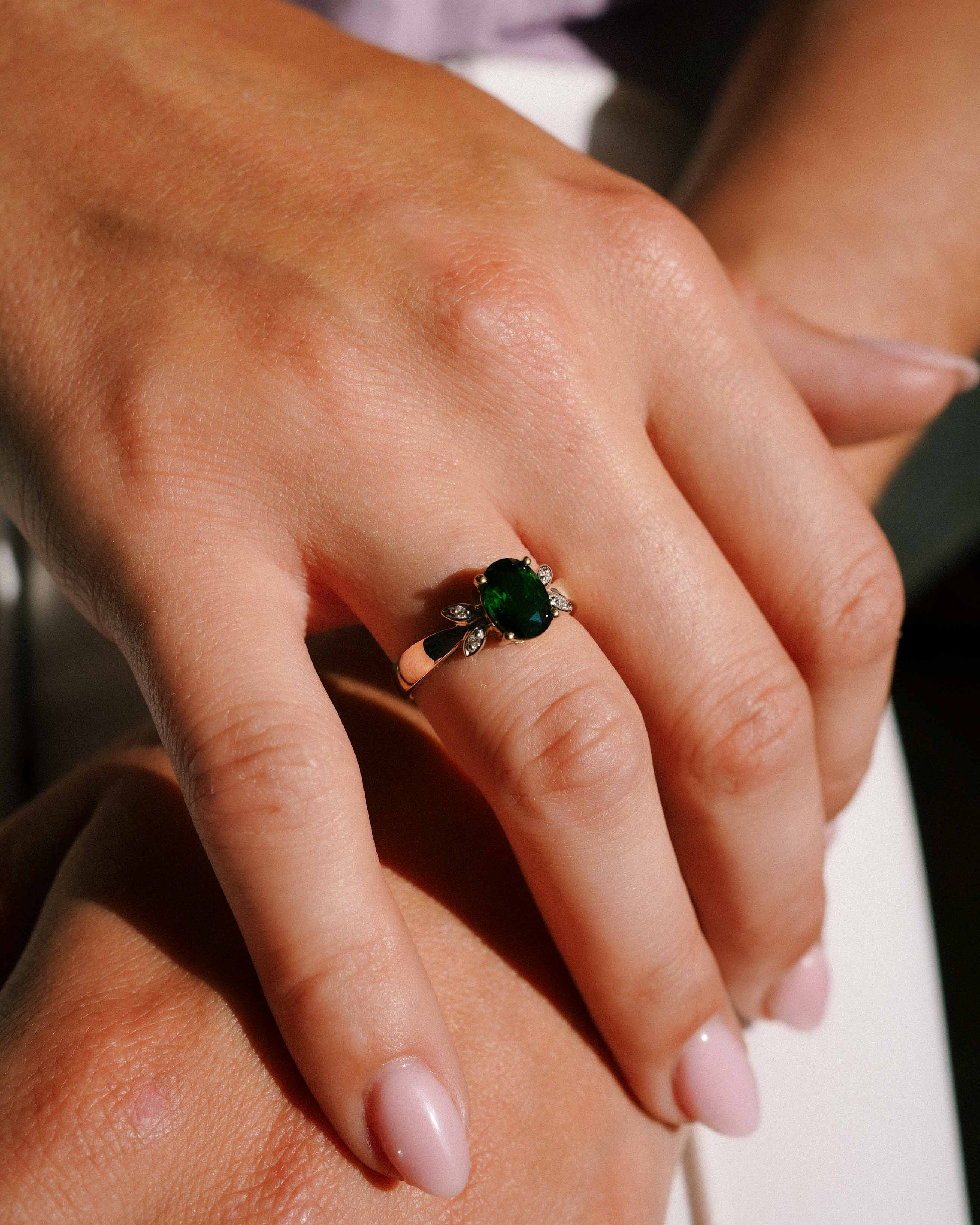 Filomène | Vintage Diopside & Diamond Promise Ring