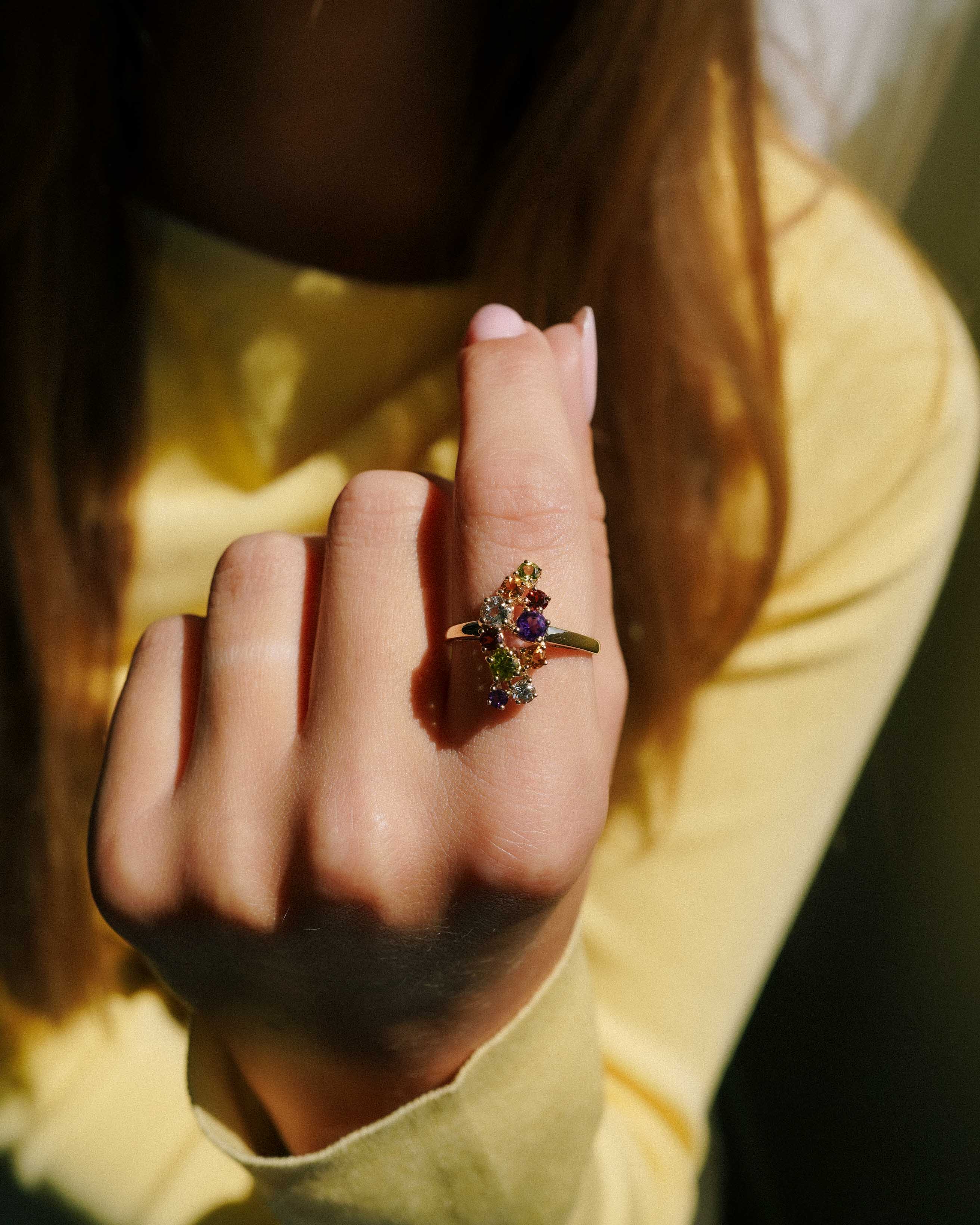 Thalie | Vintage Amethyst, Topaz, Citrine & Garnet Cluster Ring