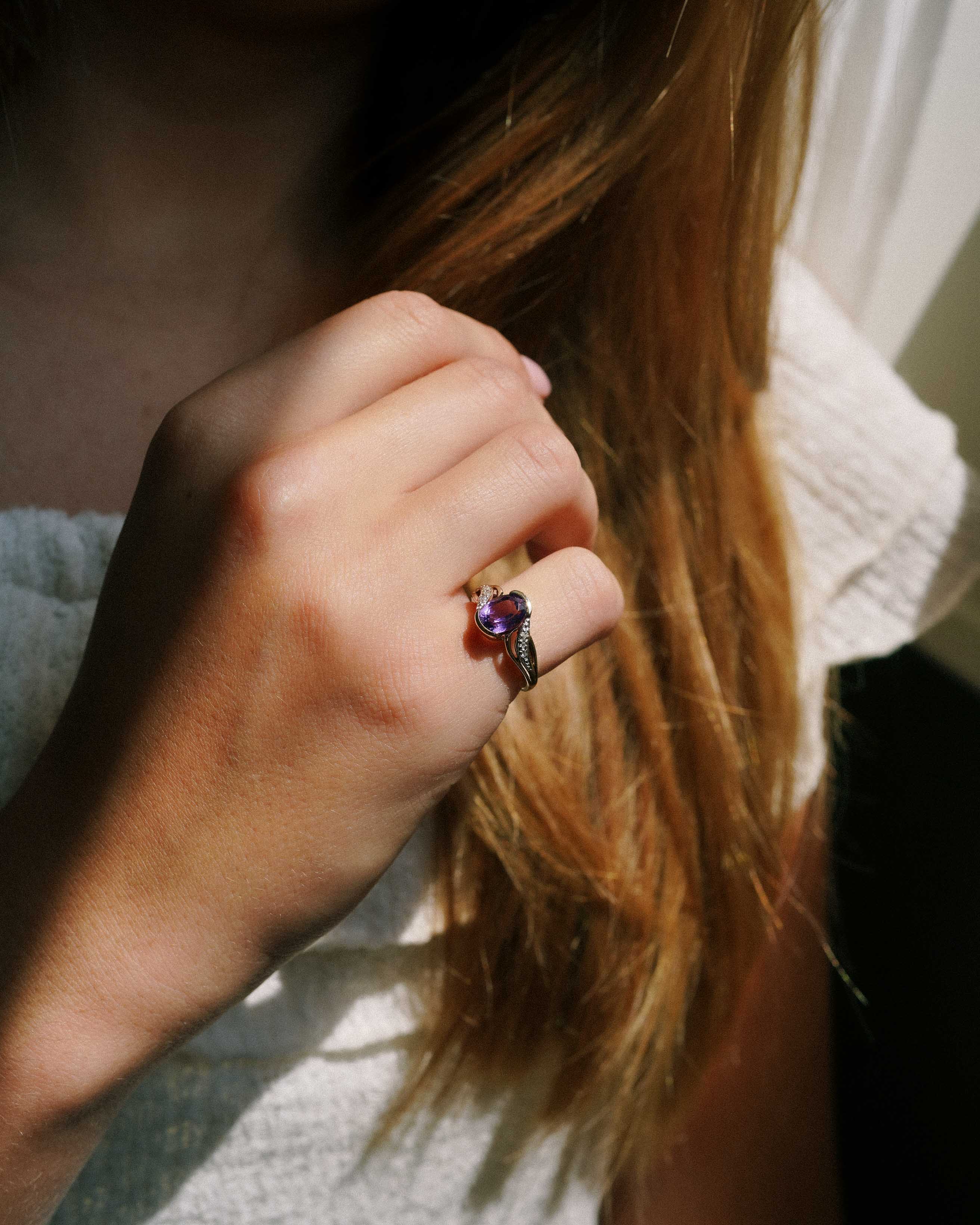 Lilou | Vintage Amethyst & Diamond Solitaire