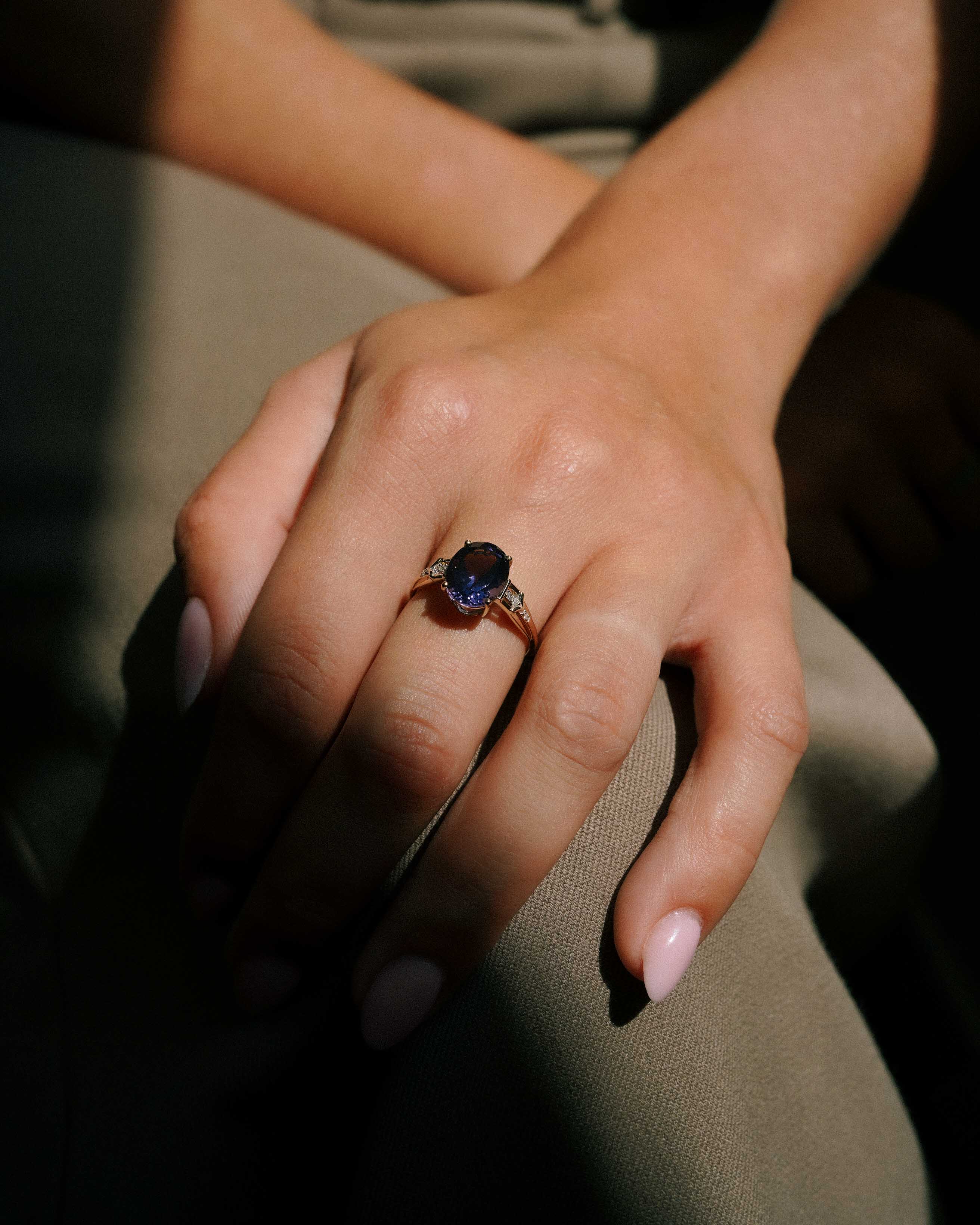 Marley | Vintage Blueberry Quartz & Diamond Ring