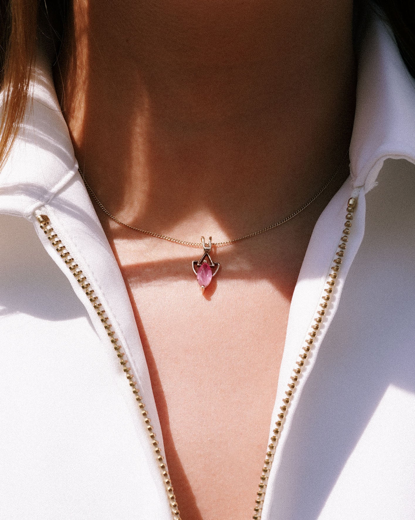 Silvane | Vintage Drop-Shaped Ruby Pendant
