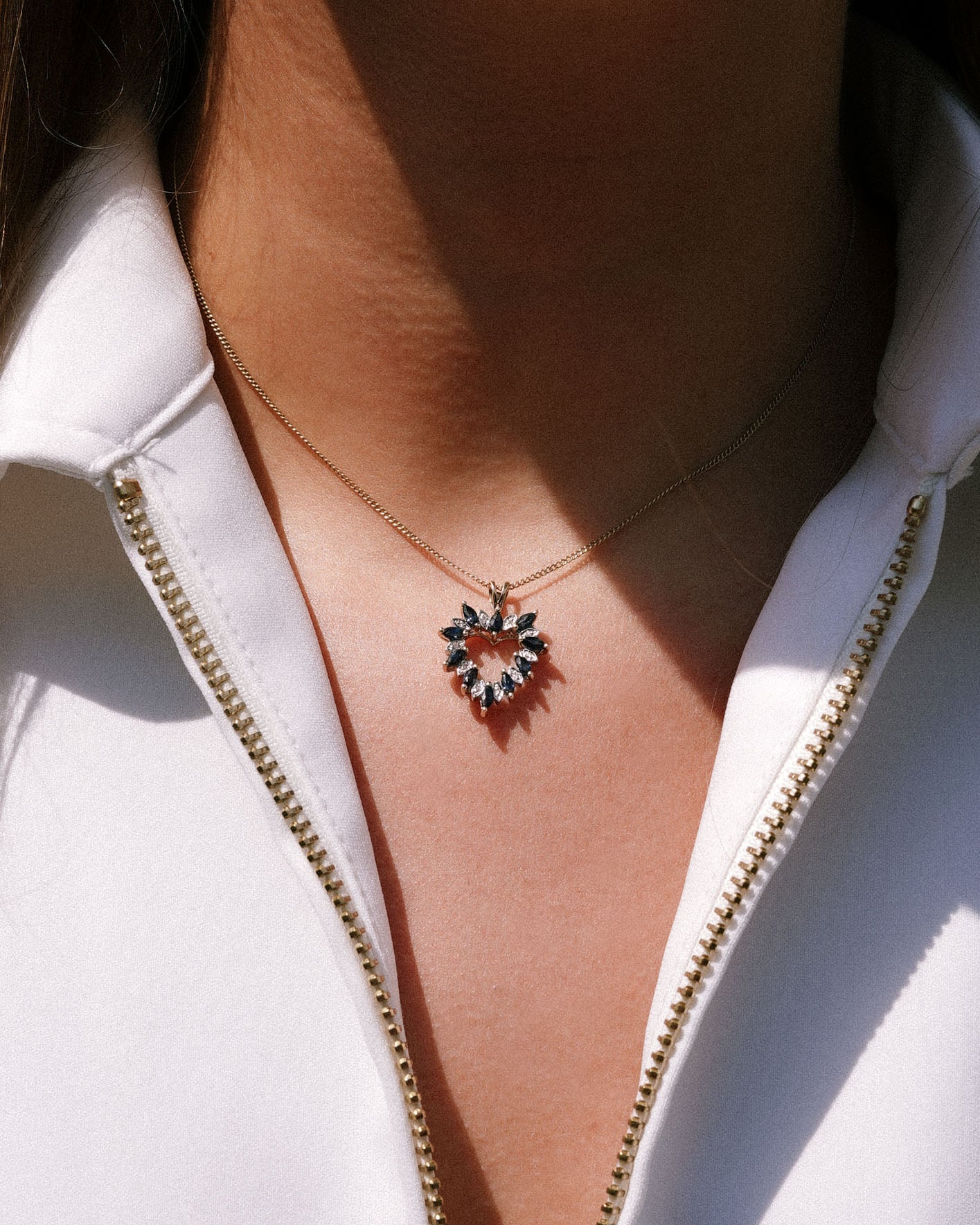 Iris| Vintage Heart-Shaped Sapphire & Diamond Pendant