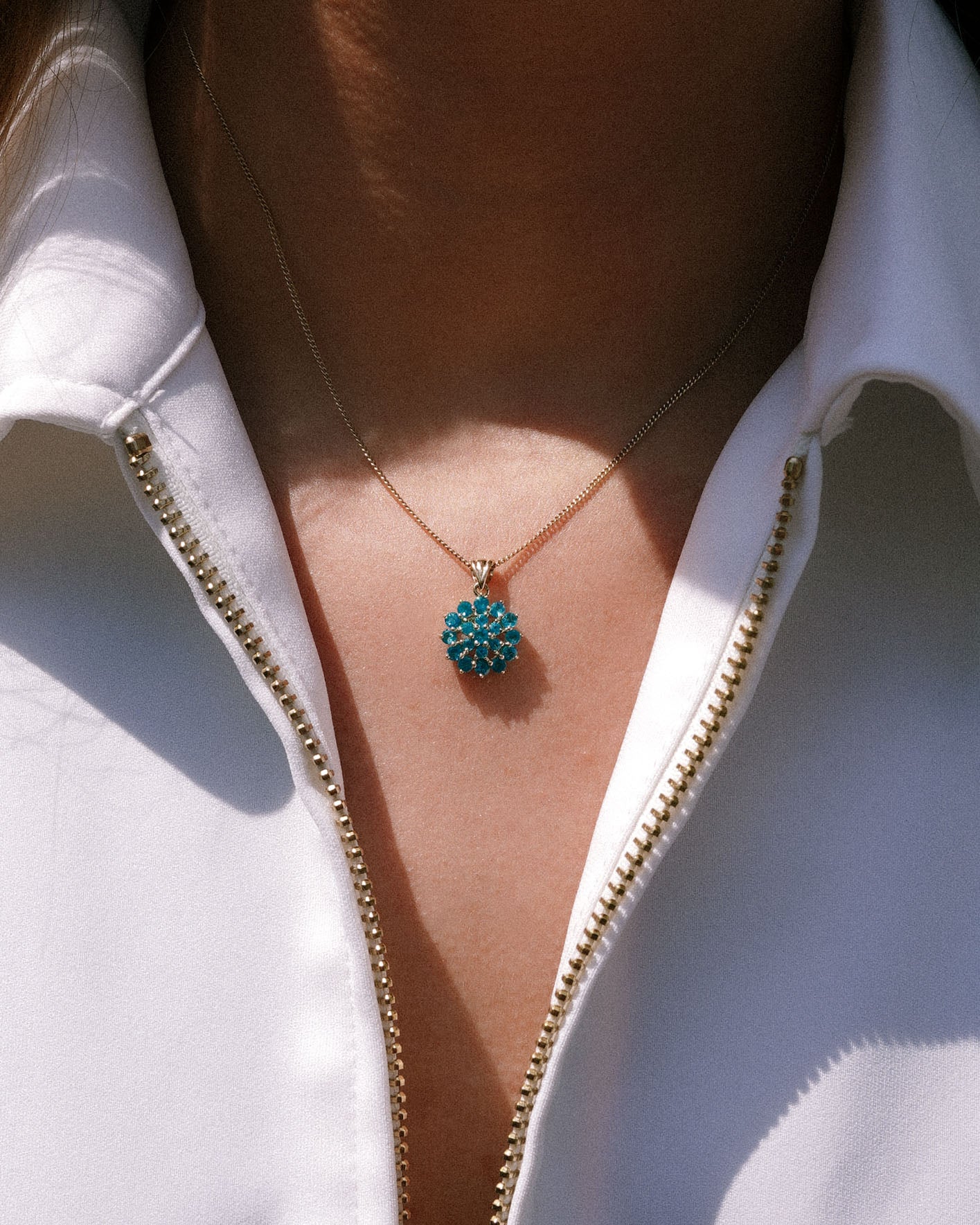 Alivienne | Vintage Blue Apatite Cluster Pendant