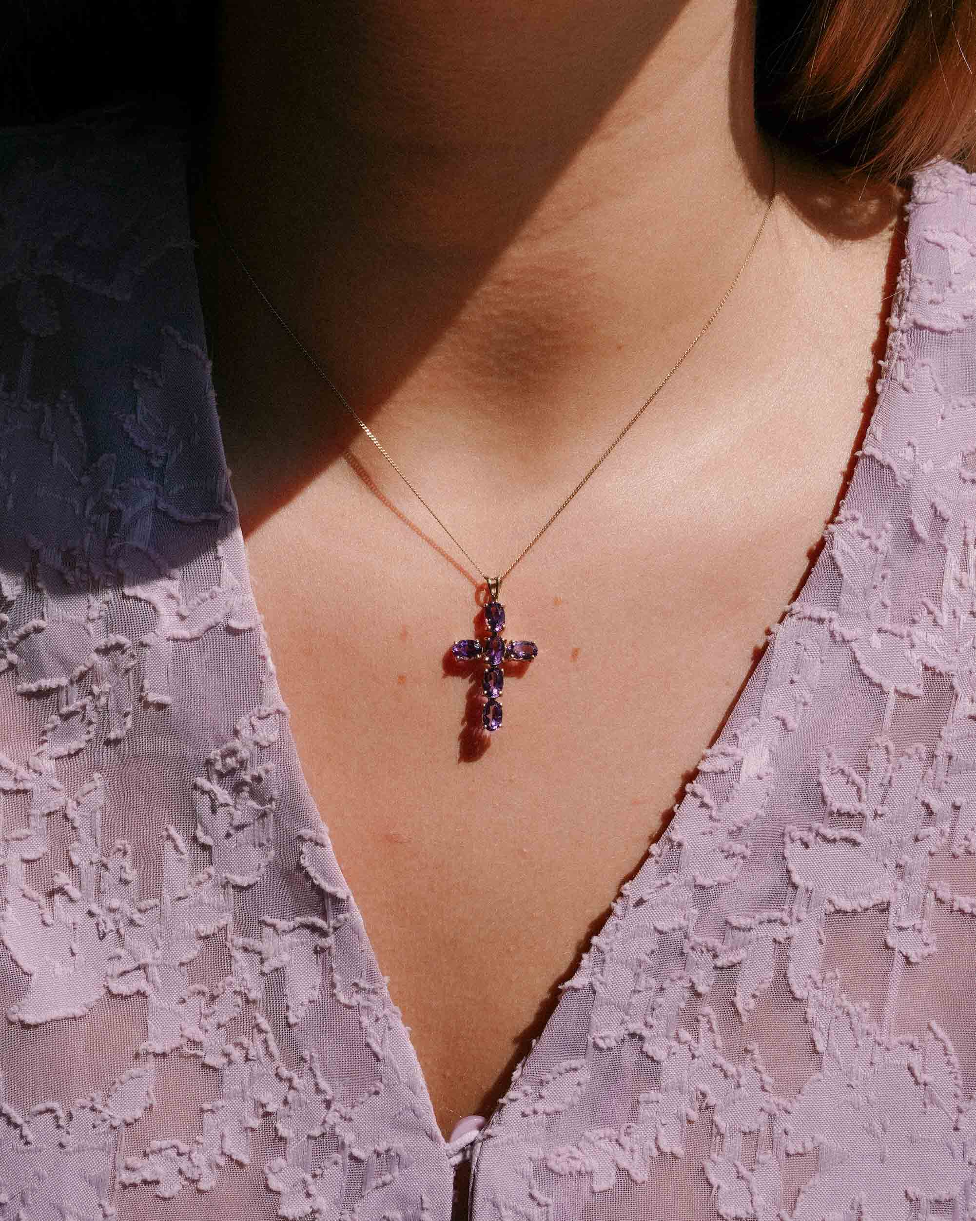 Amara | Vintage Gold Amethyst Pendant