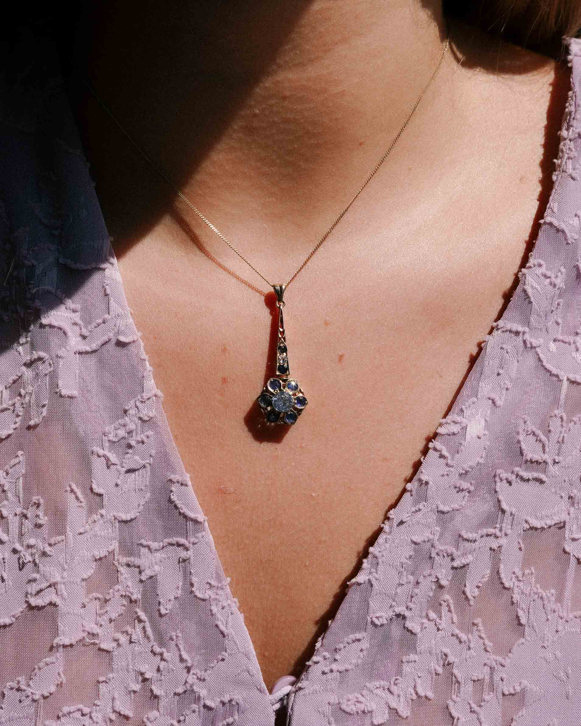 Florianne | Vintage White & Blue Sapphire Pendant