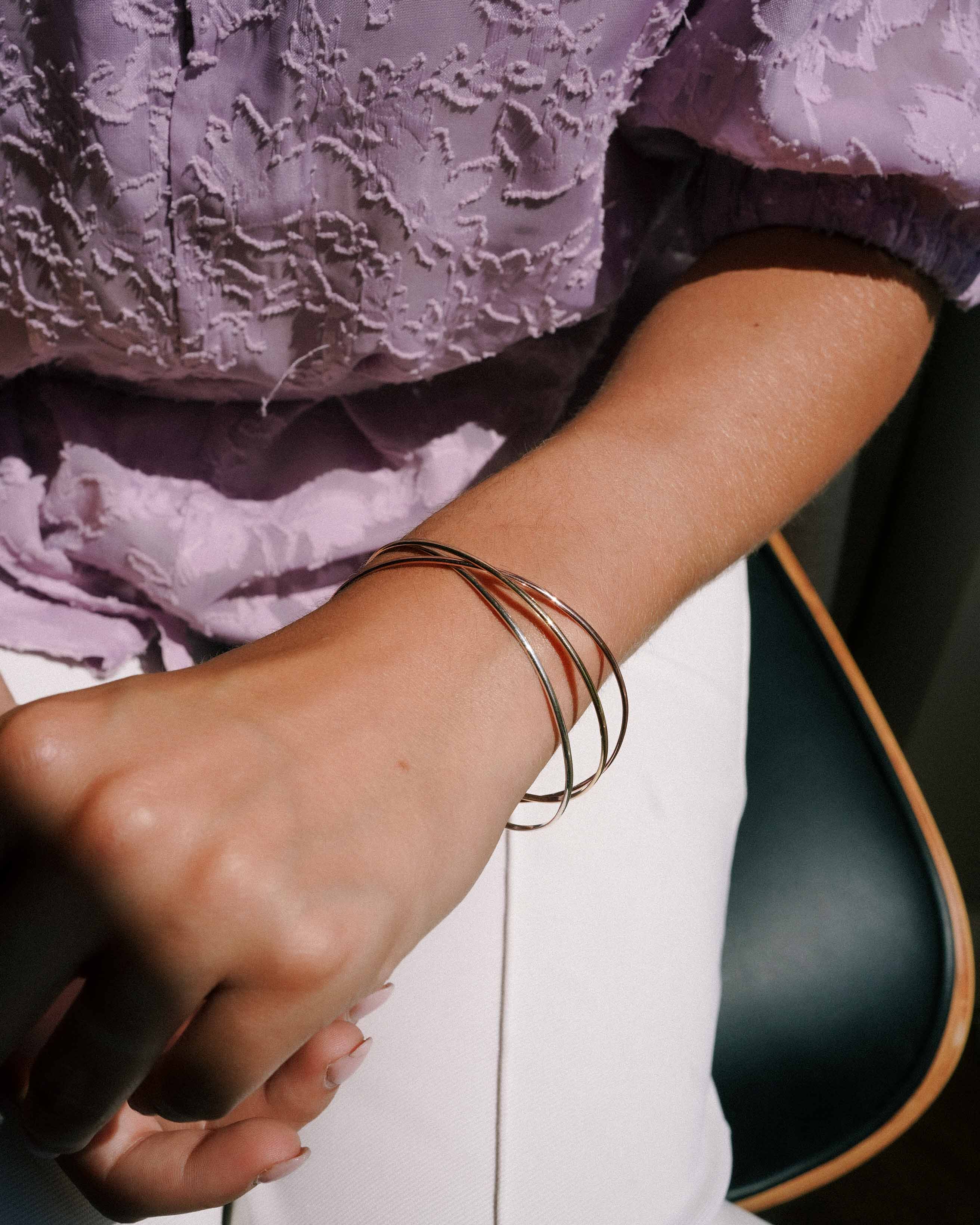 Lily | Vintage Trio Geel, Rosé en Wit 9k Bangle