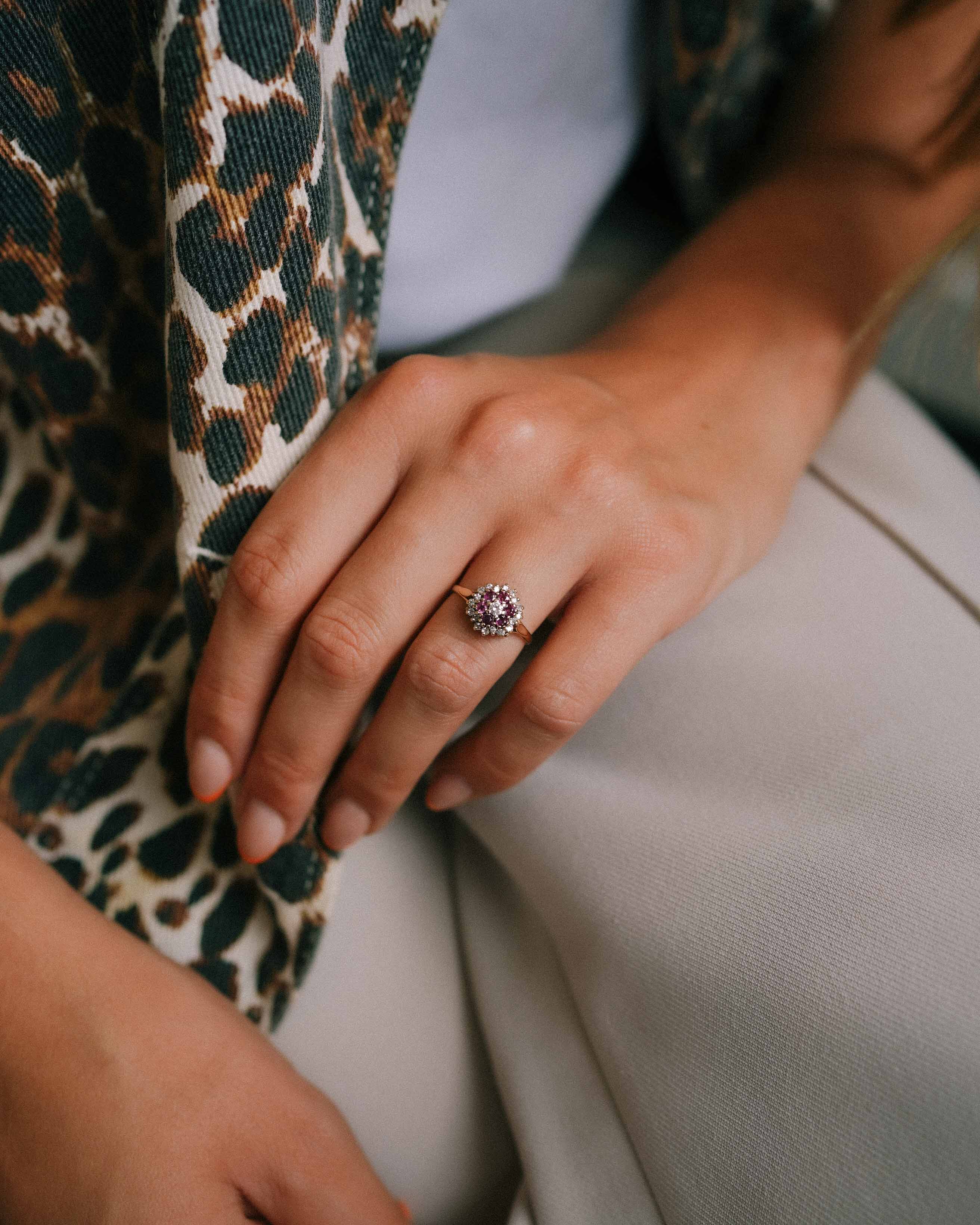 Mela | Vintage Ruby & Diamond Cluster Ring