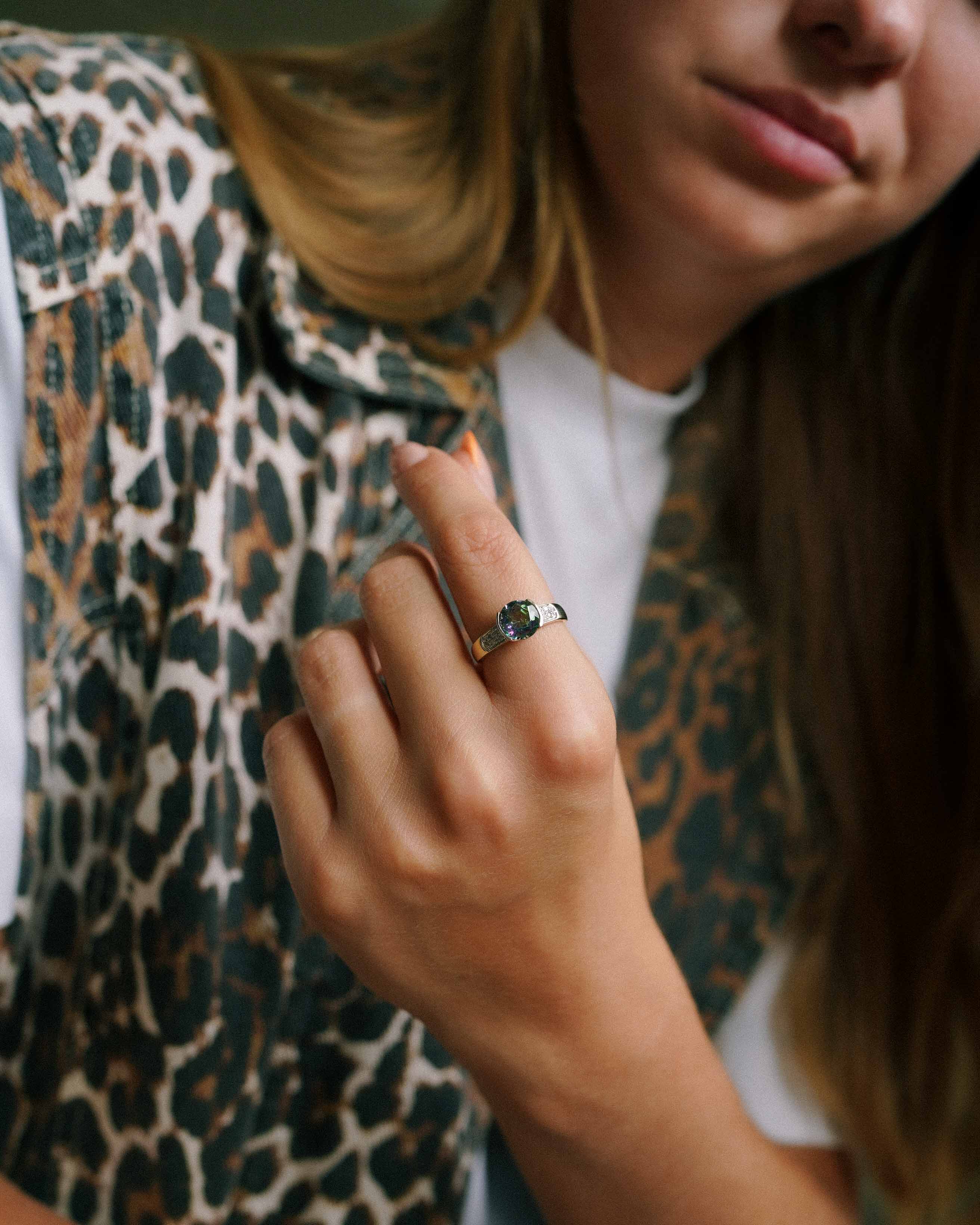 Tova | Vintage Mystical Topaz & Diamond Cluster Ring