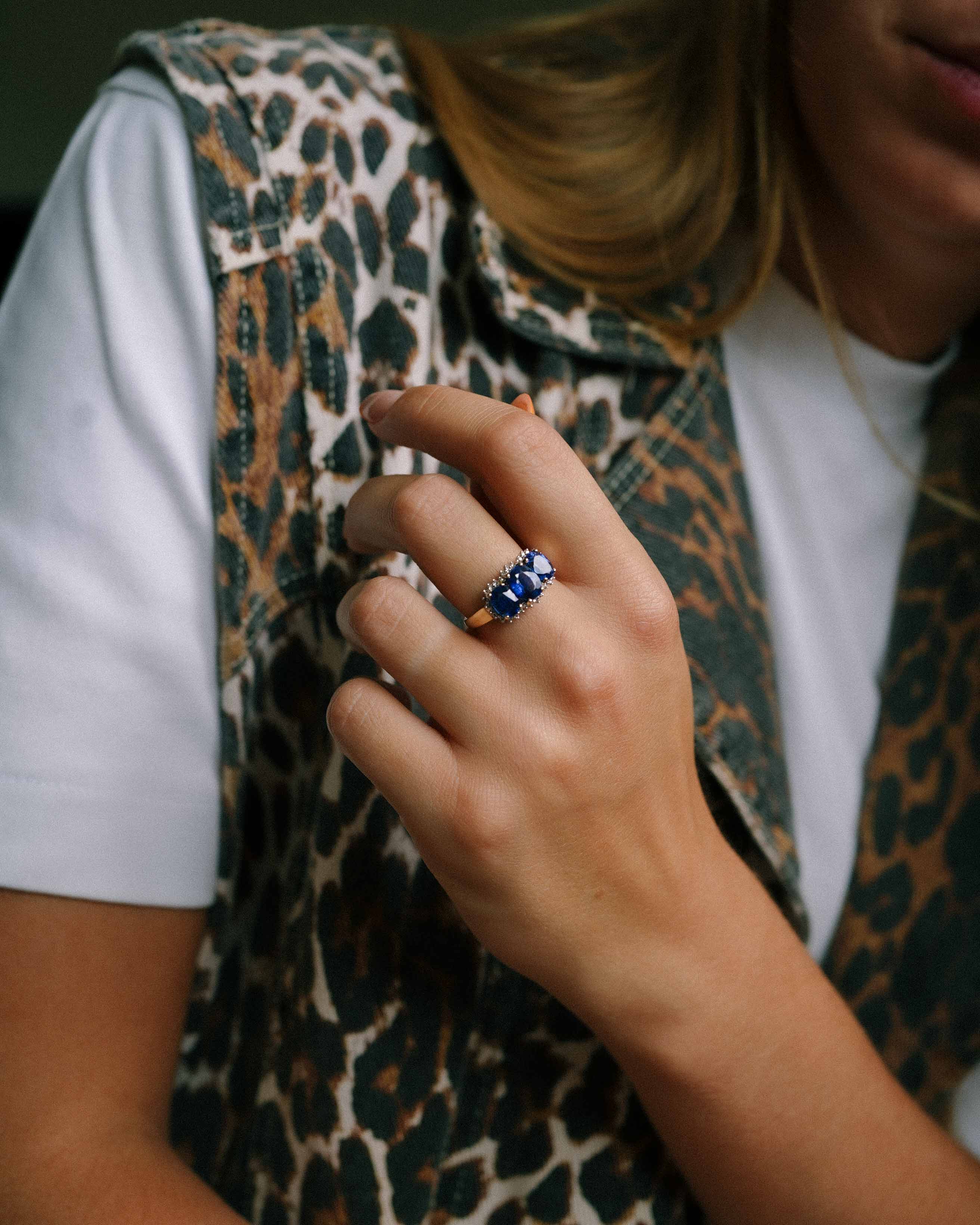 Miri | Vintage Kyanite & Diamond Tripstone Ring