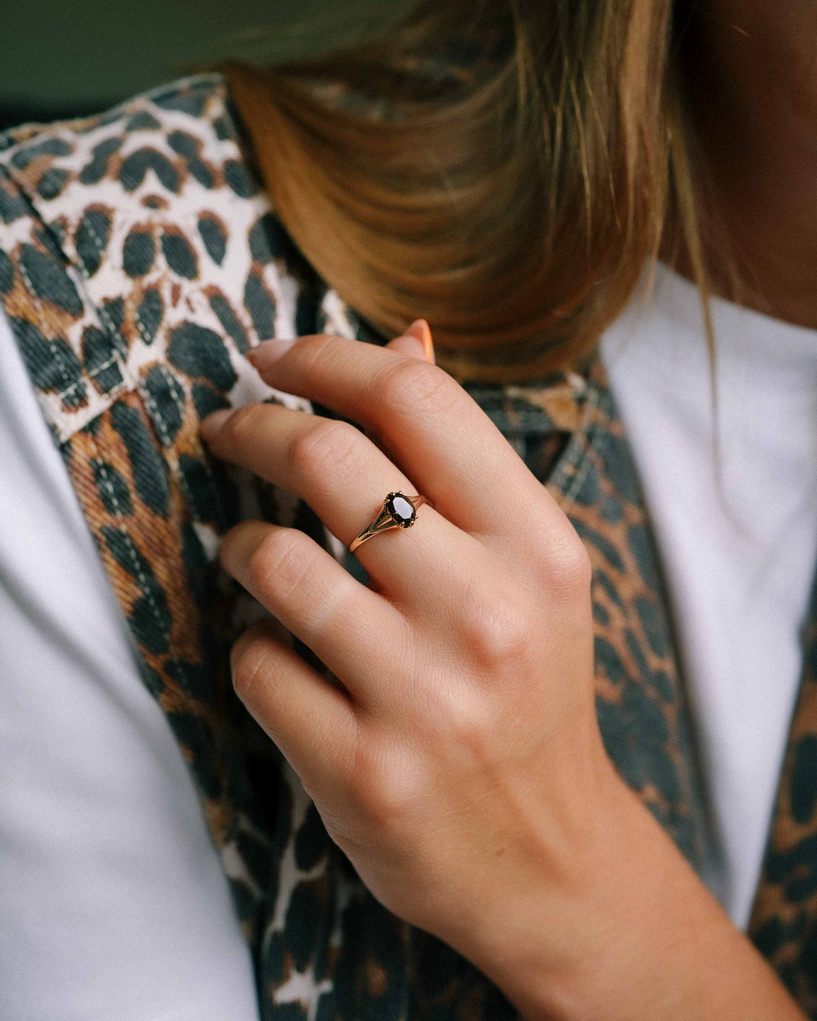 Liva | Vintage Smokey Quartz Solitaire Ring