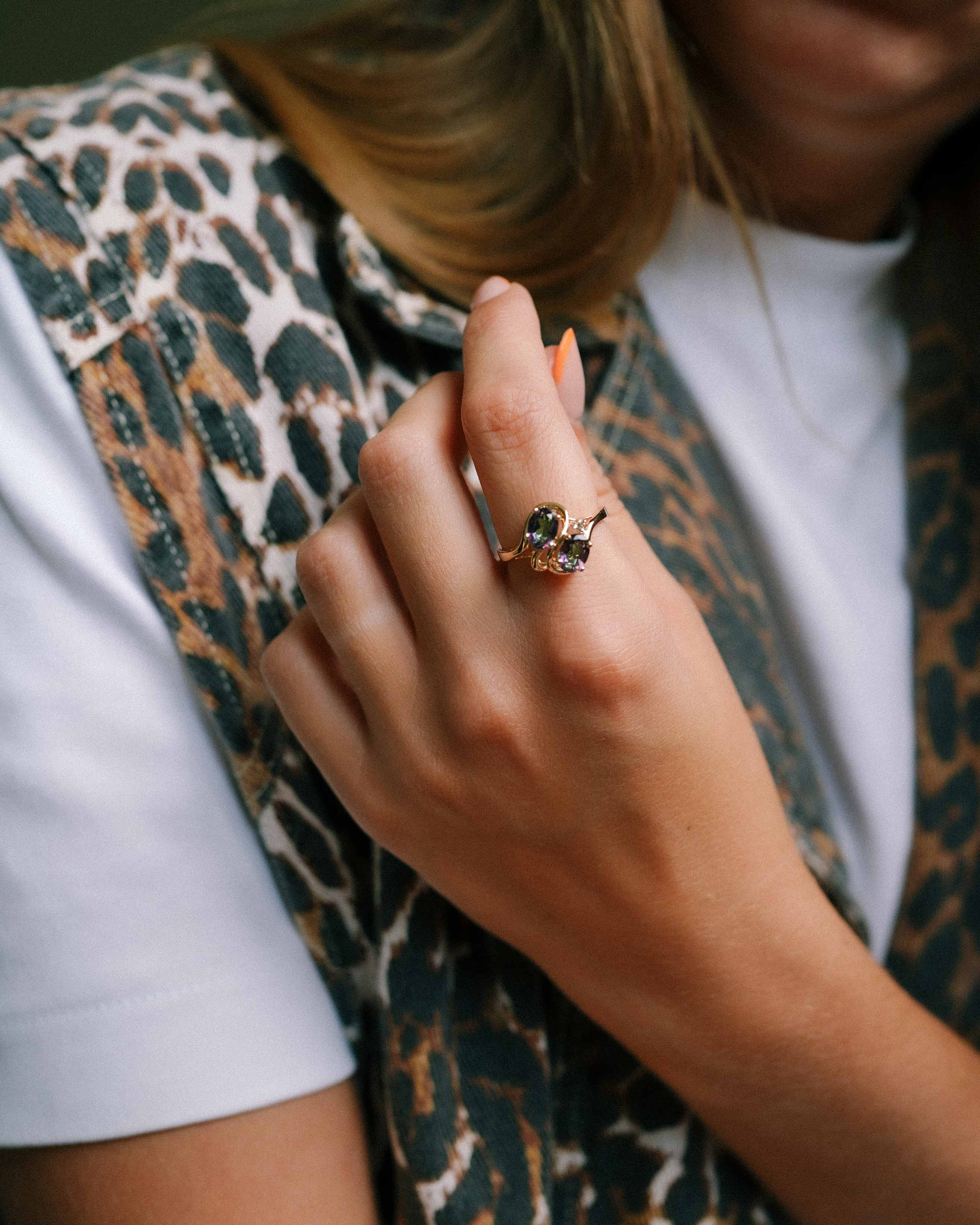 Lily | Vintage Mystic Topaz & Diamond Dress Ring