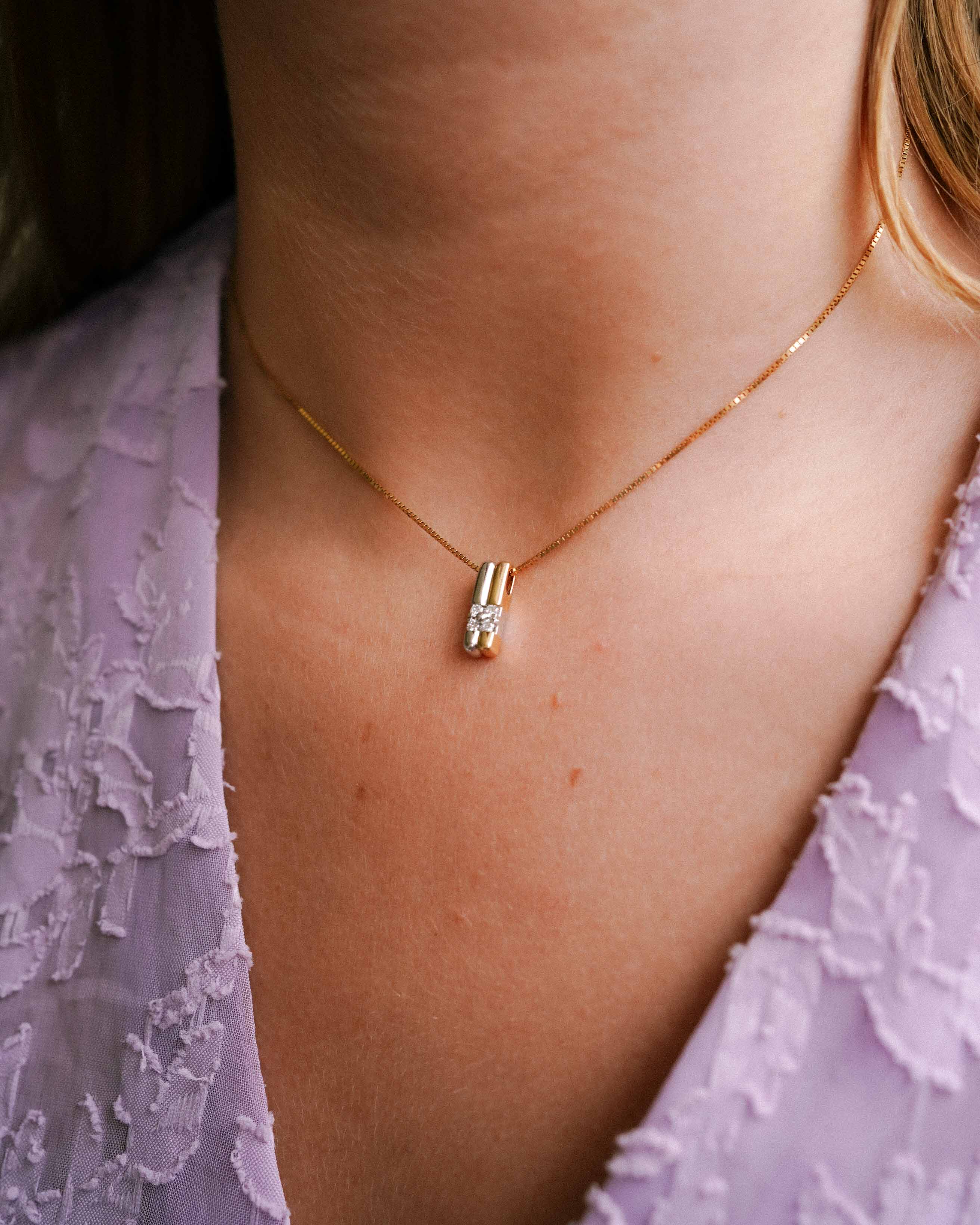 Vivienne | 14K White & Yellow Gold Diamonds (0.17ct) Pendant