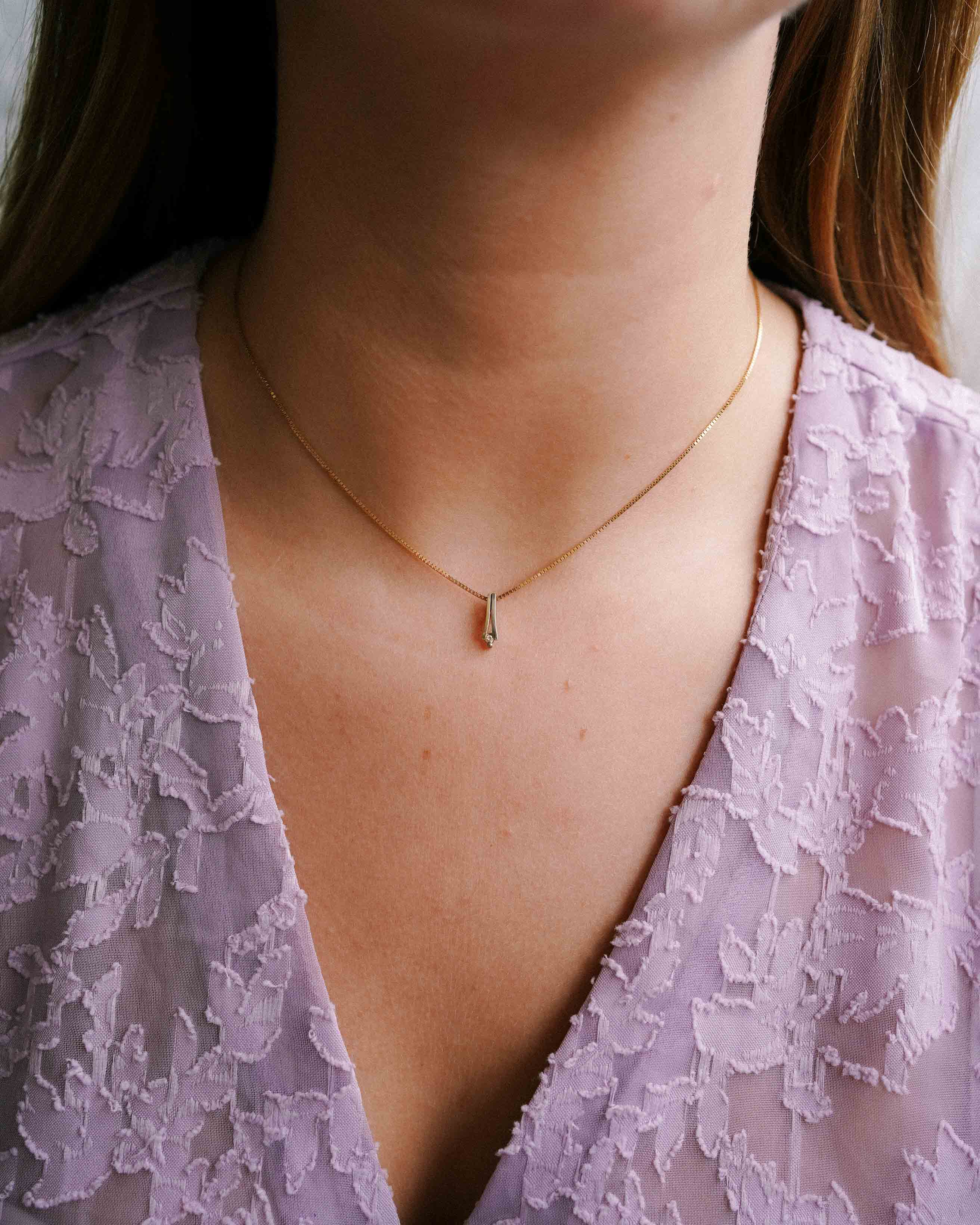 Cleo | 14K White & Yellow Gold Diamonds (0.03ct) Pendant
