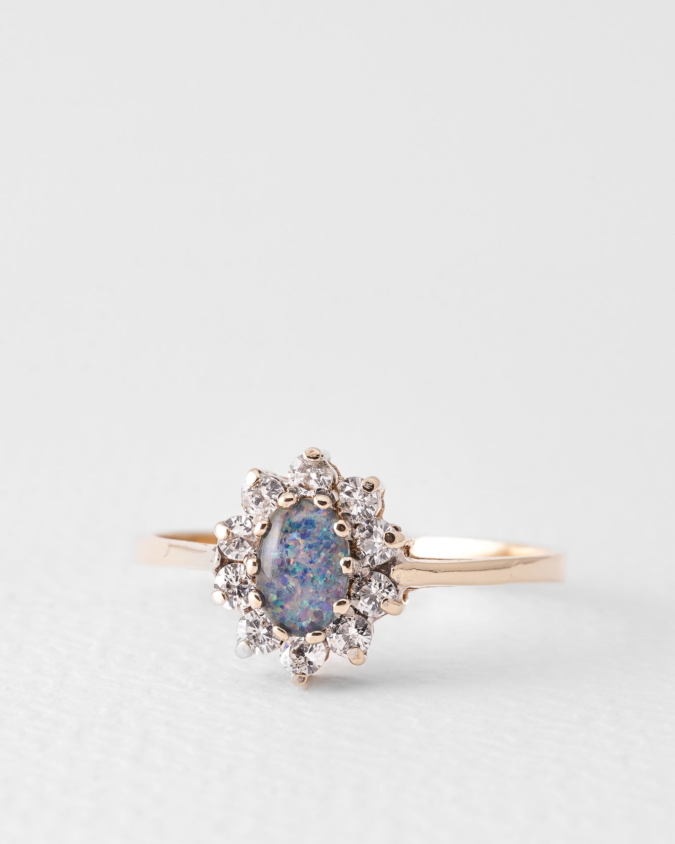 Tila | Vintage Blue Opal & White Sapphire Cluster Ring
