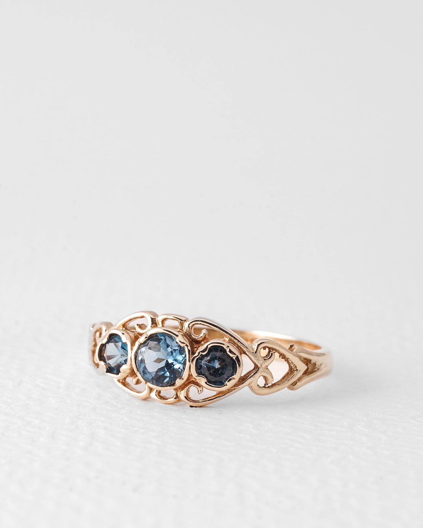 Anya | Vintage Blue Topaz Tripstone Ring
