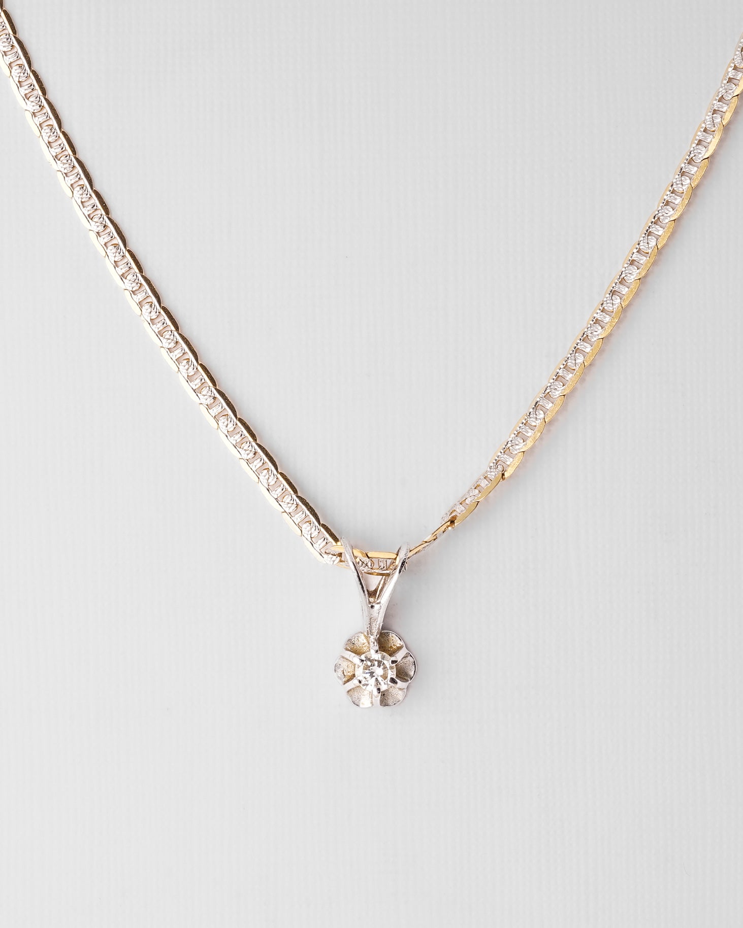 Zuri | 14K White & Yellow Gold (0.07 kt) Diamond Pendant