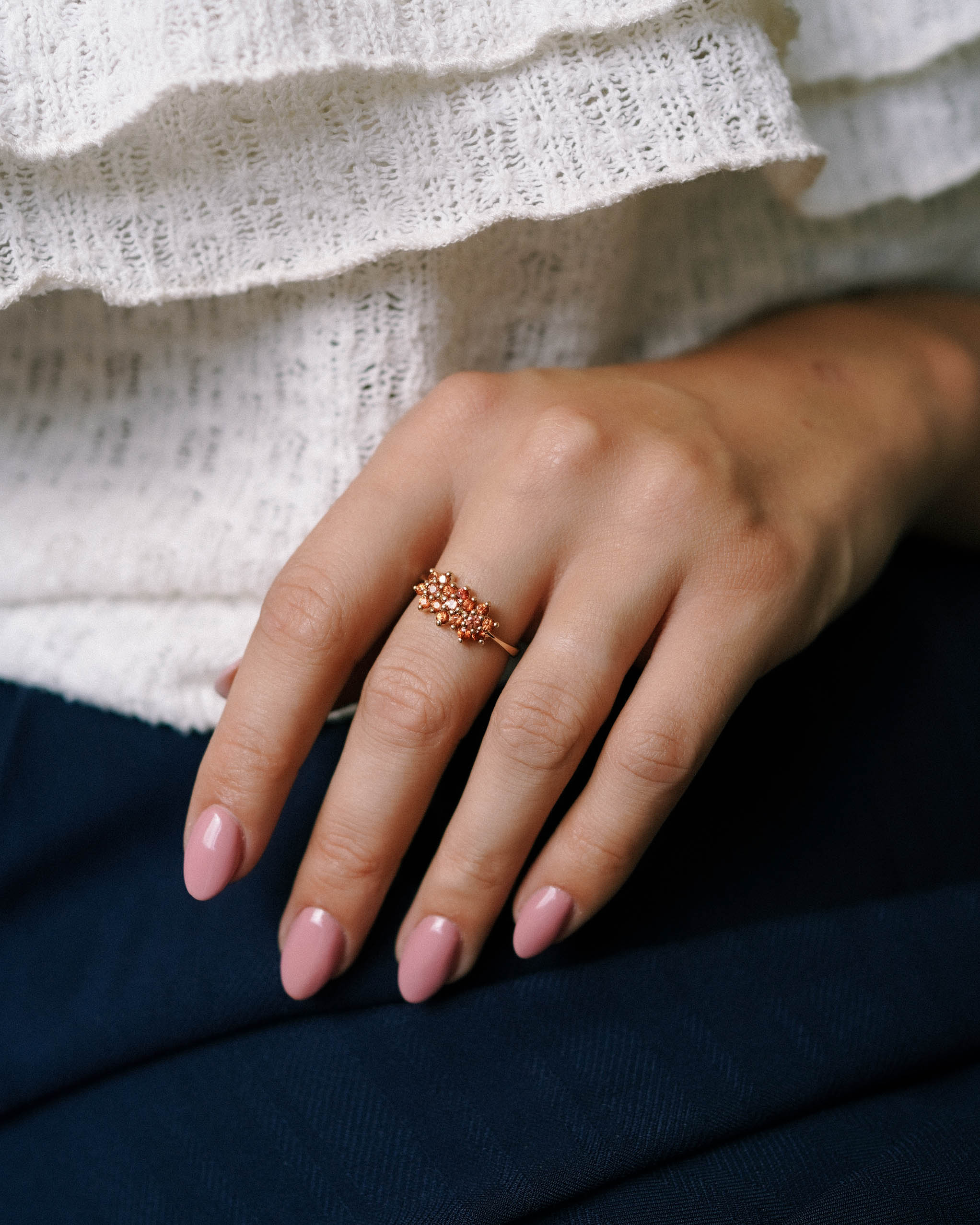 Lume | Vintage Orange Sapphire Cluster Ring