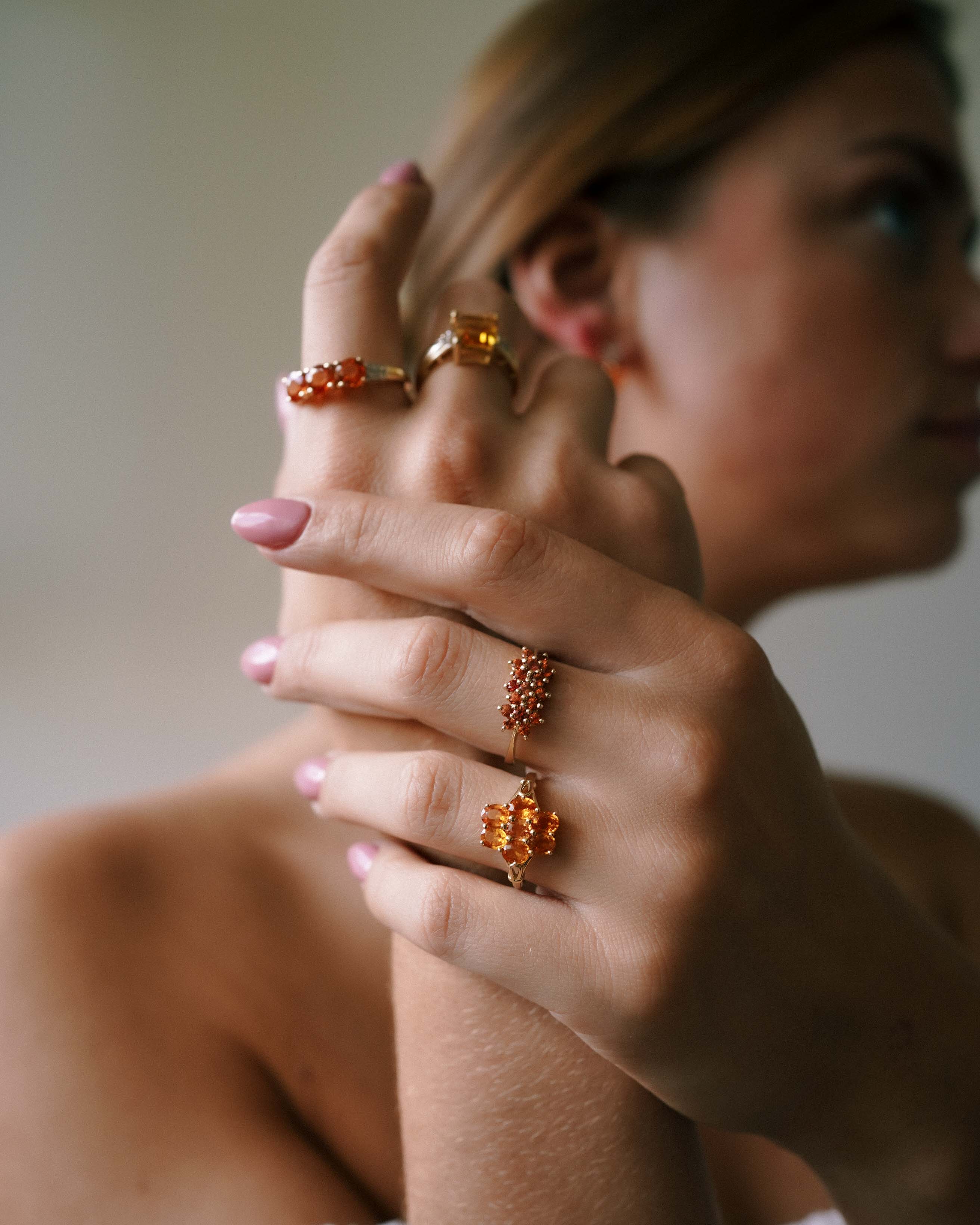 Meja | Vintage Orange Sapphire Cluster Ring