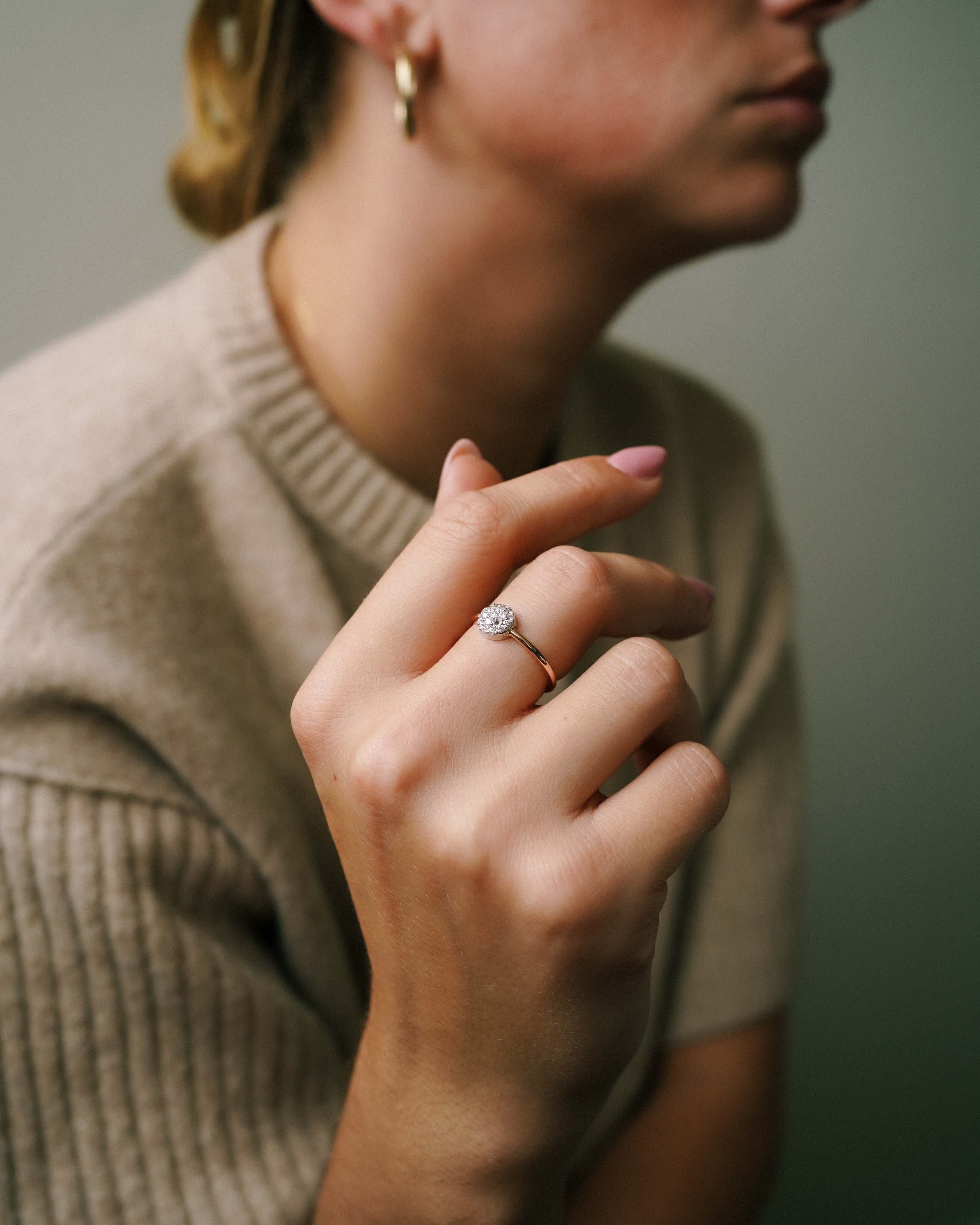 Cadie | 14K Rose Gold Brilliant (0.27ct) Promise Cluster Ring