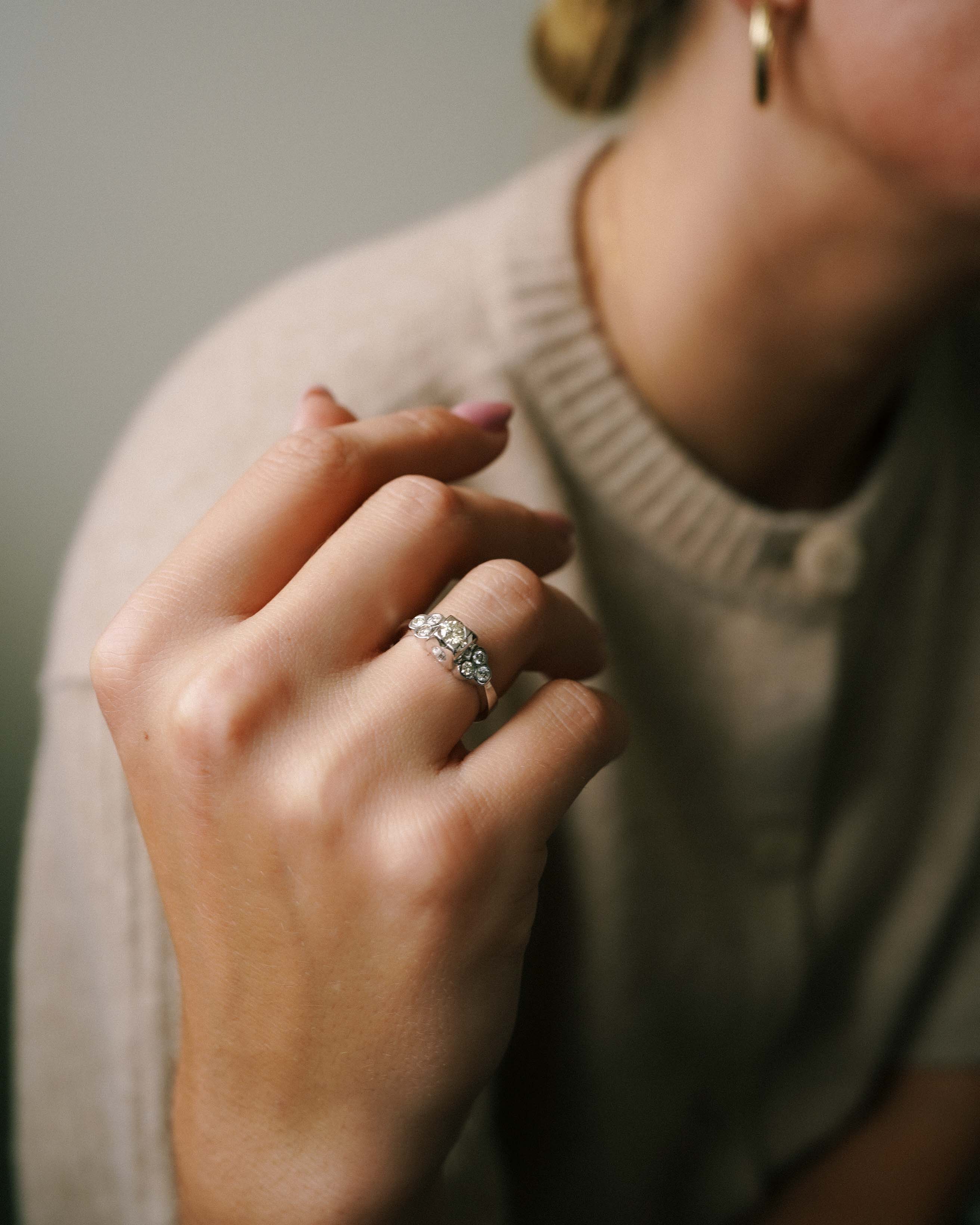 Rose | 14K White Gold Brilliant (0.45ct) Cluster Ring