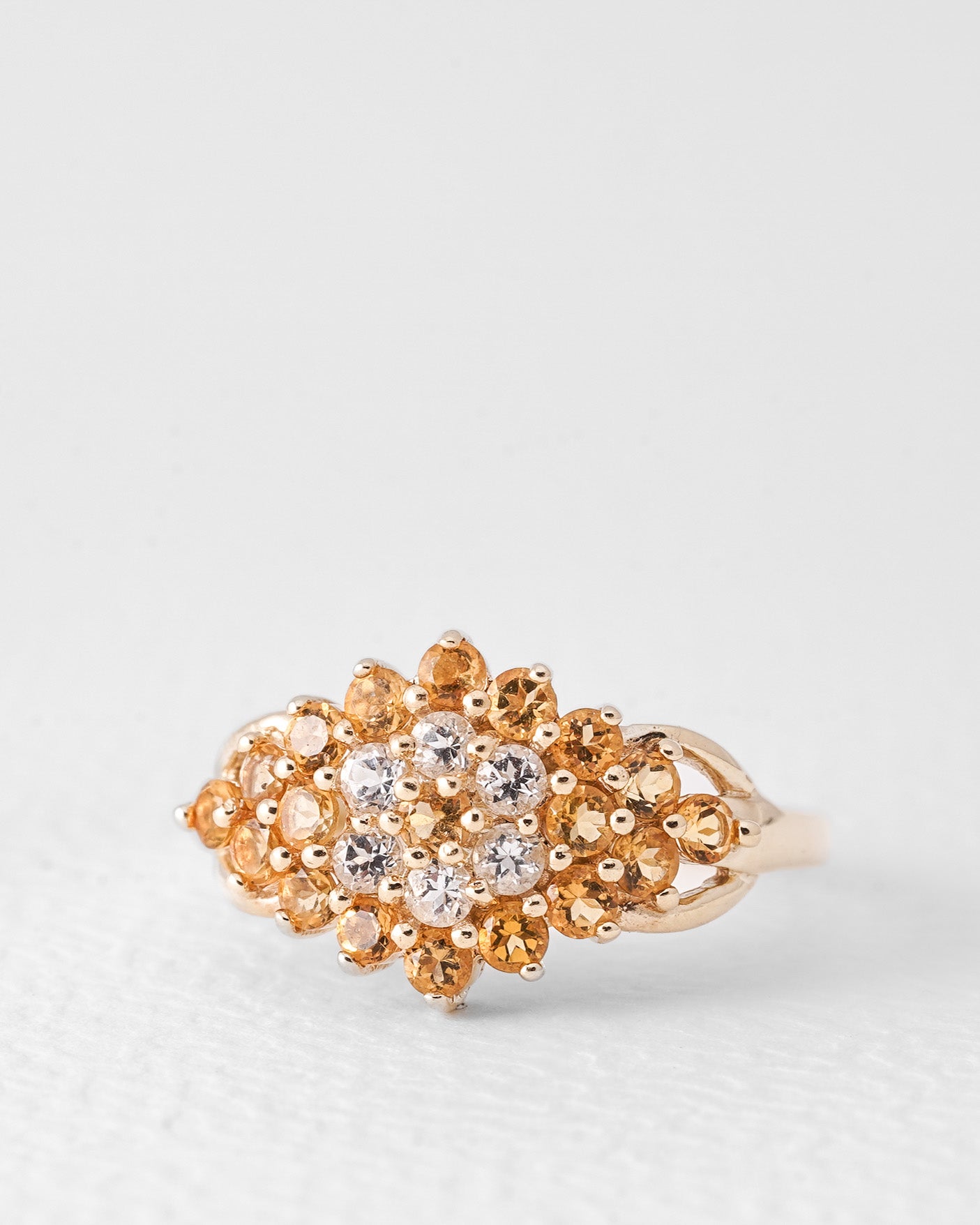 Fien | Vintage Citrine & White Sapphire Ring