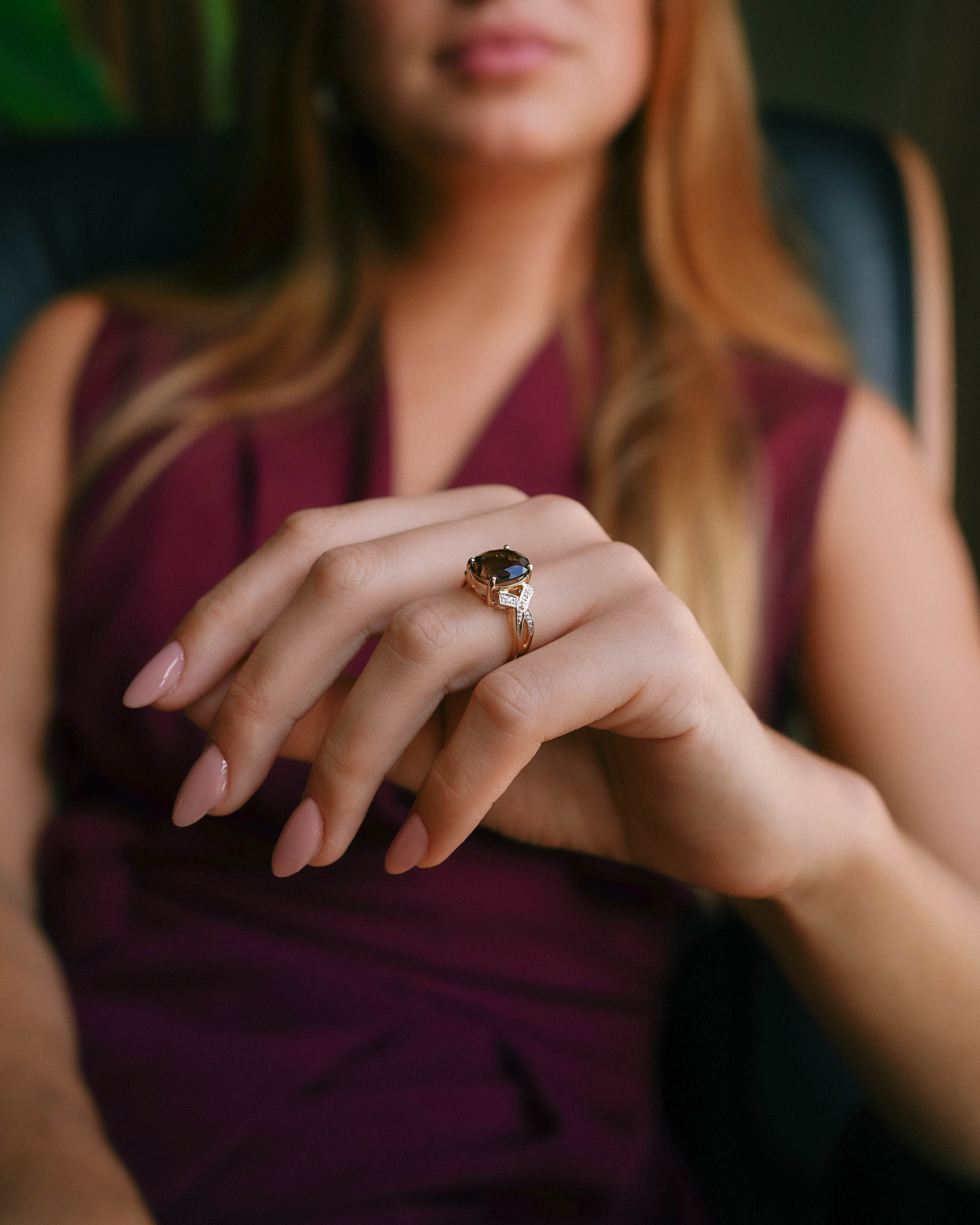 Claudette | Vintage Rookkwarts & Diamant Cluster Ring