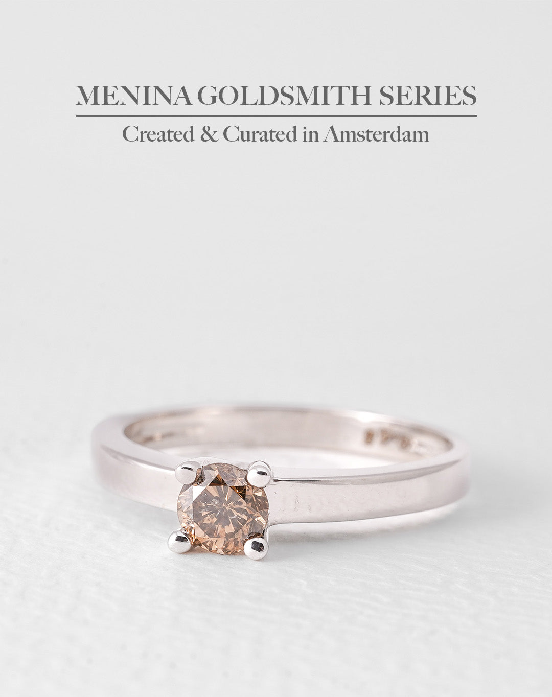 Ruby | 14K White Gold Cognac Brilliant (0.48ct) Solitaire Ring