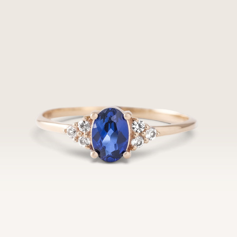 Ella | Saffier Solitaire & Diamant Ring