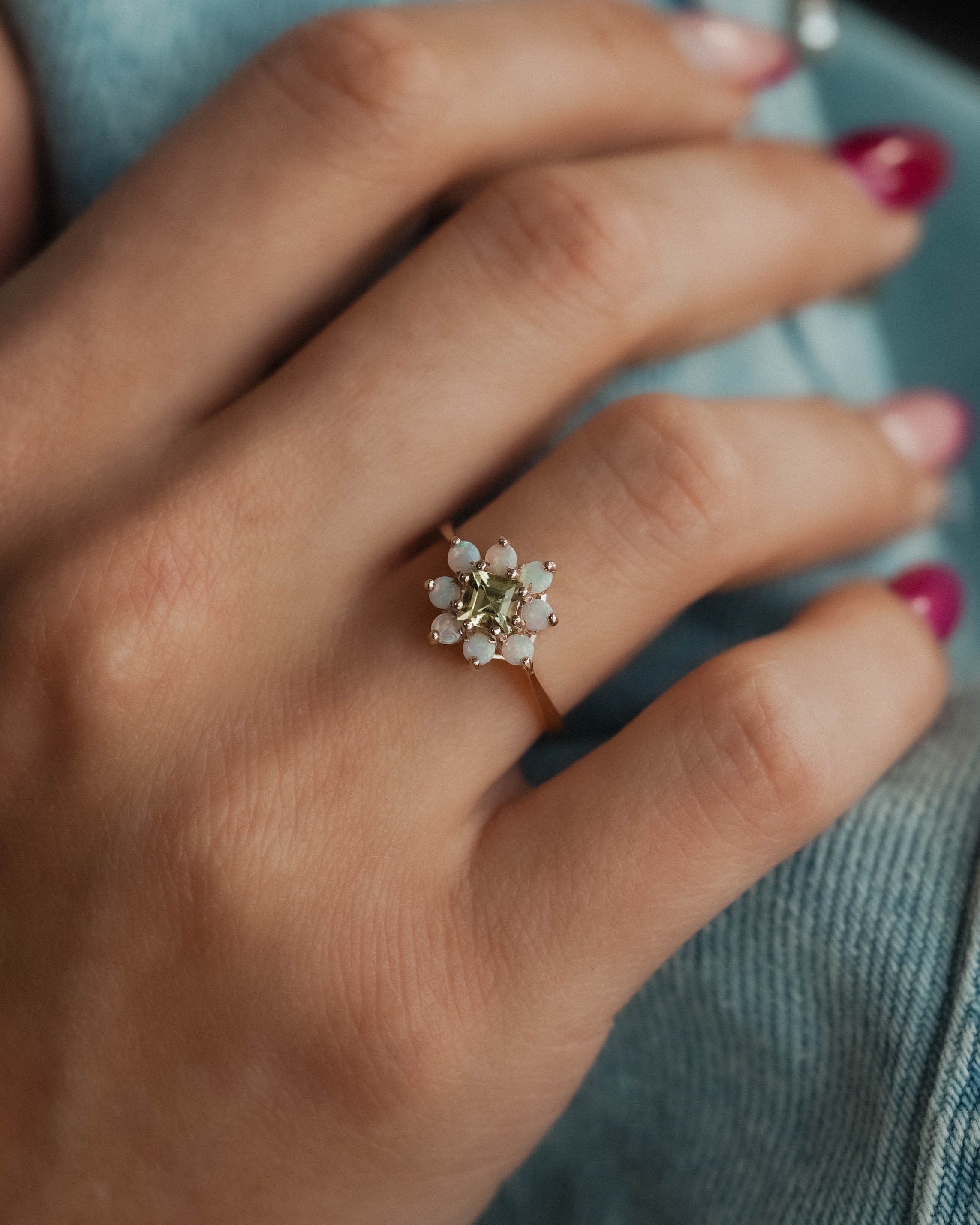 Ophelia | Vintage Peridoot & Opaal Cluster Ring