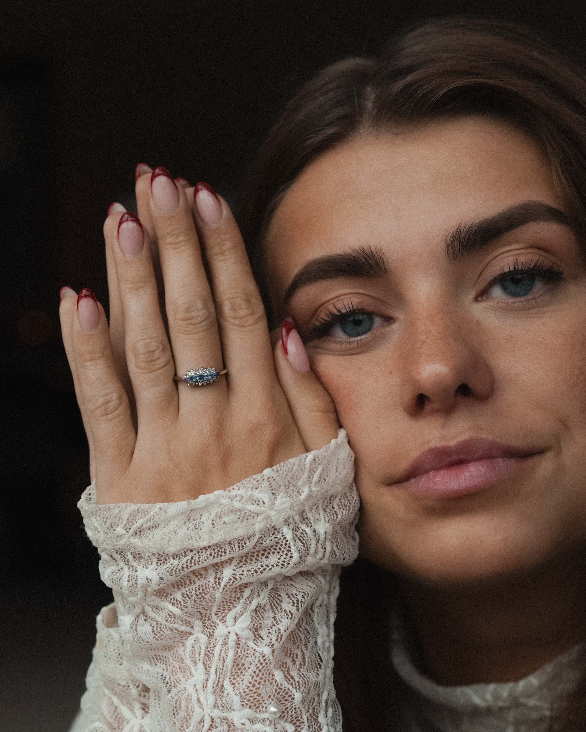 Yrene | Vintage White and Blue Topaz Cluster Ring