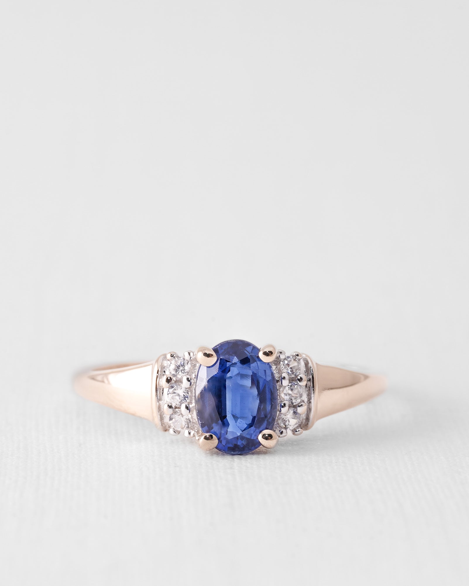 Kyrelia | Vintage Kyanite Solitaire & White Sapphire Details Ring