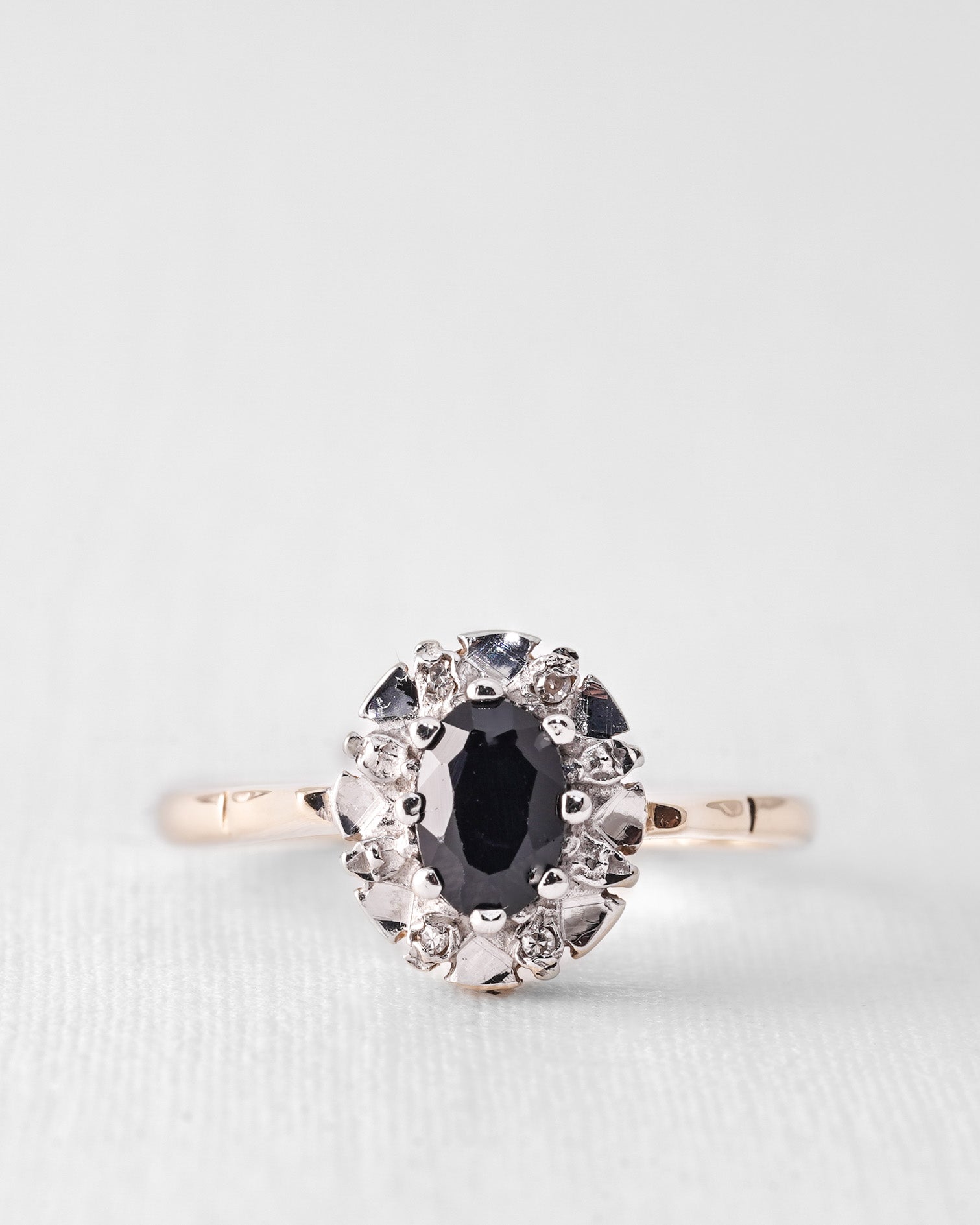 Saphene | Vintage Saffier & Diamant Cluster Ring