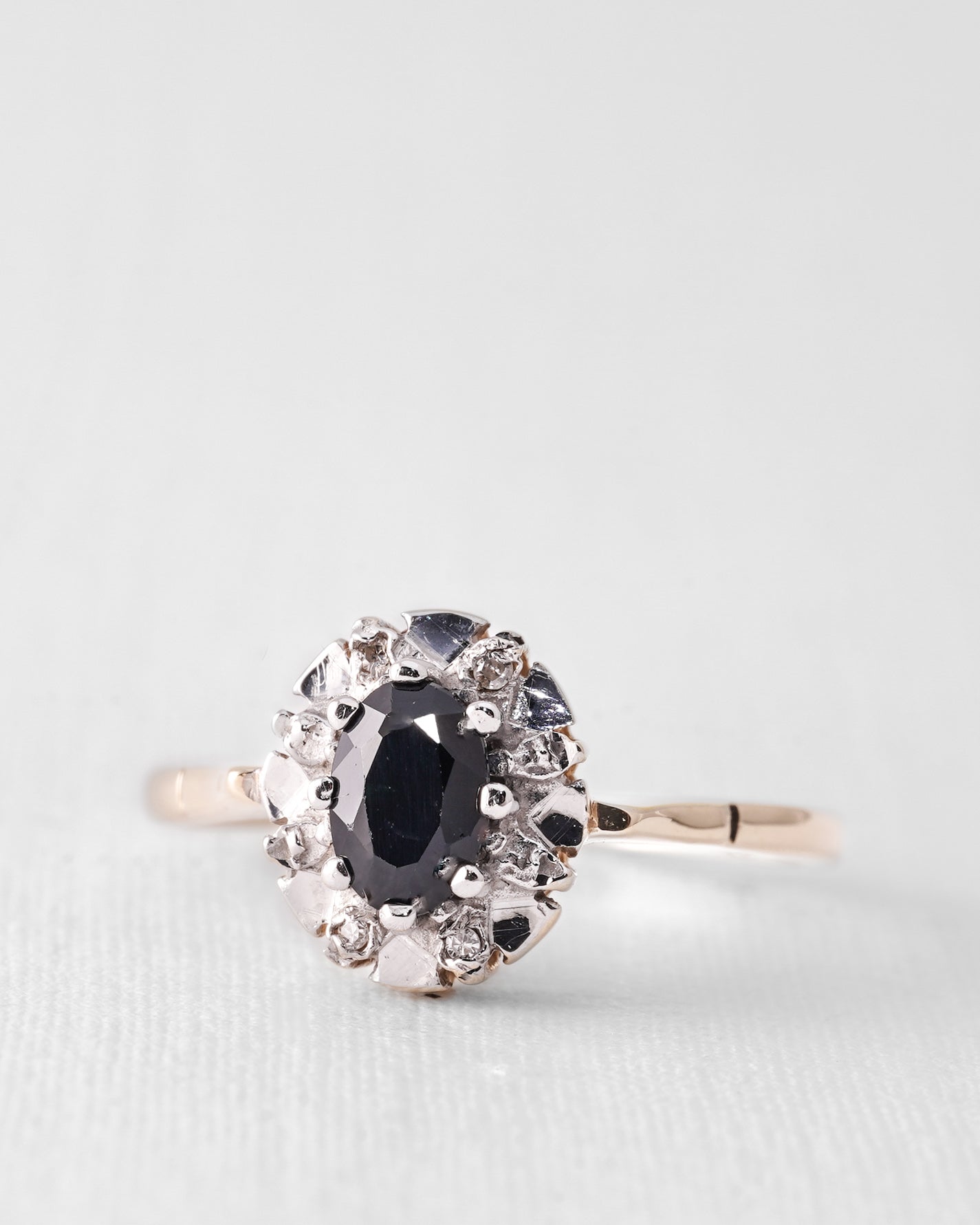 Saphene | Vintage Saffier & Diamant Cluster Ring