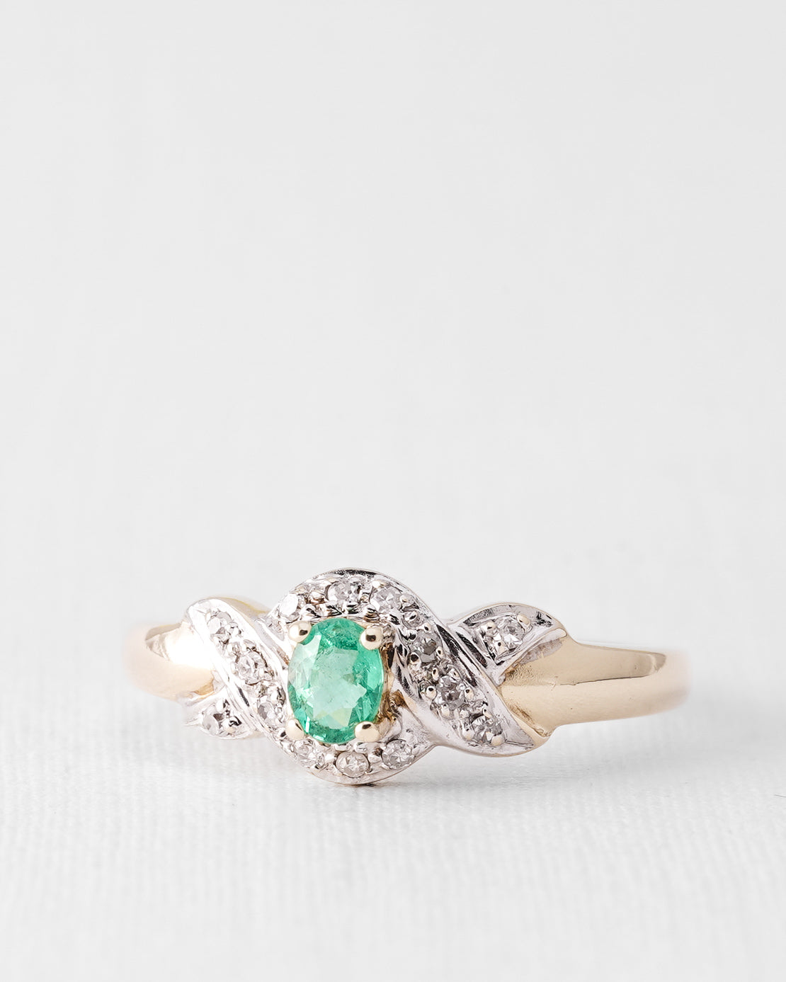 Elle | Vintage Emerald and Diamond Ring