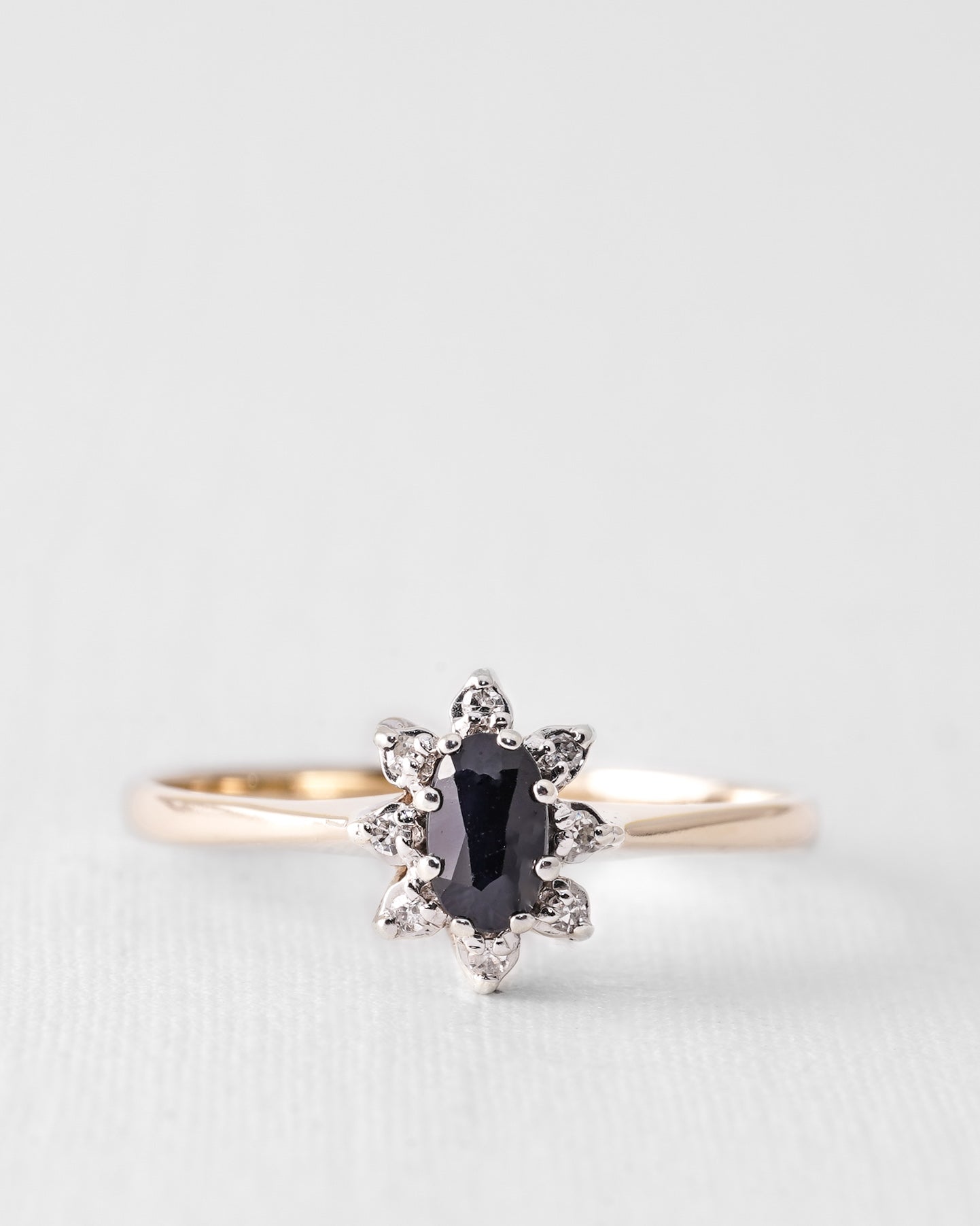 Saphyra | Vintage Saffier & Diamant Cluster Ring
