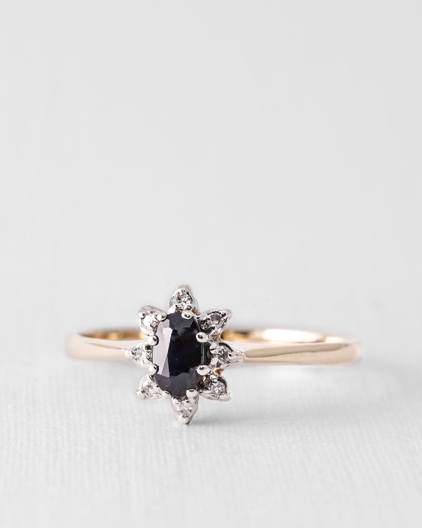 Saphyra | Vintage Saffier & Diamant Cluster Ring
