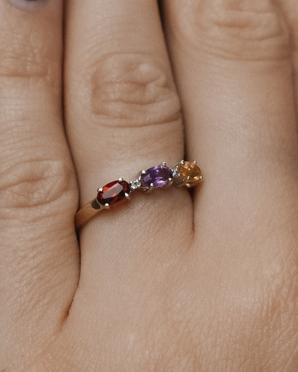 Multeya | Vintage Multigem & Diamant Three-Stone Ring