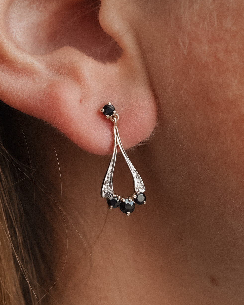 Adelaide | Vintage Gouden Saffier & Diamant Oorbellen