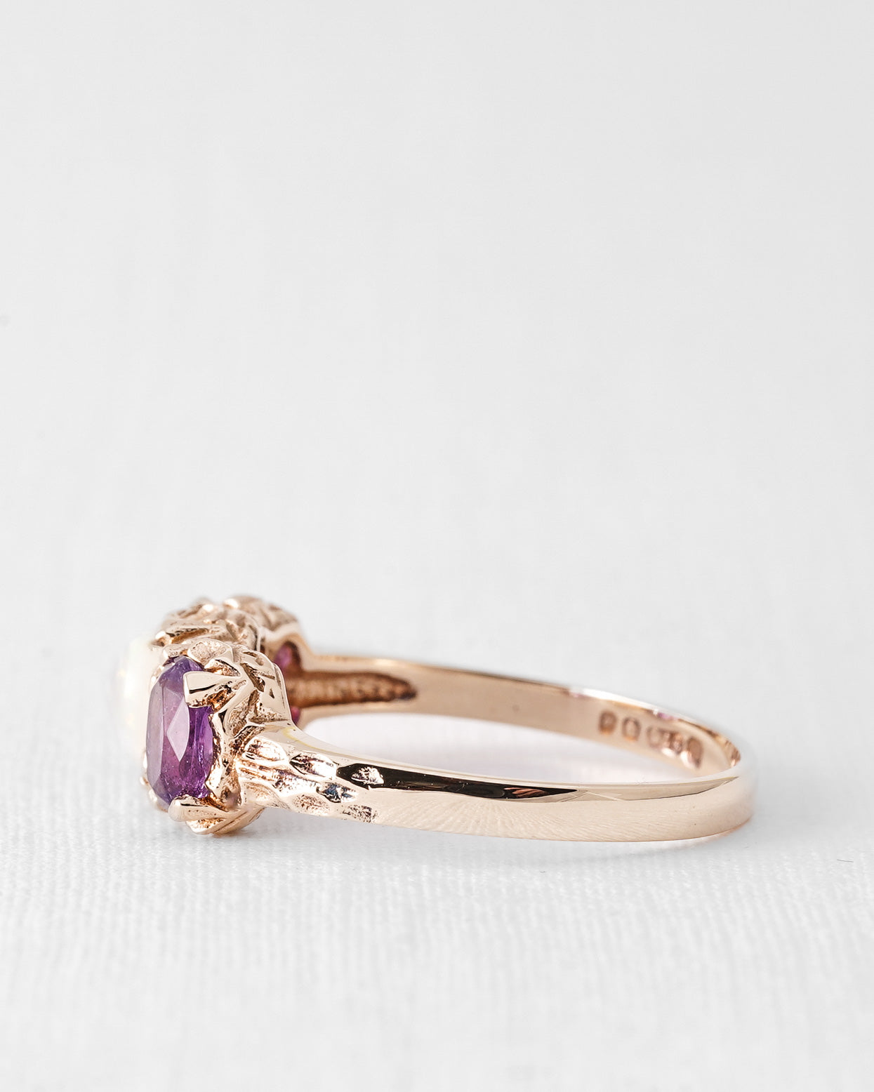Liane | Vintage Amethyst and Opal Three-Stone Ring