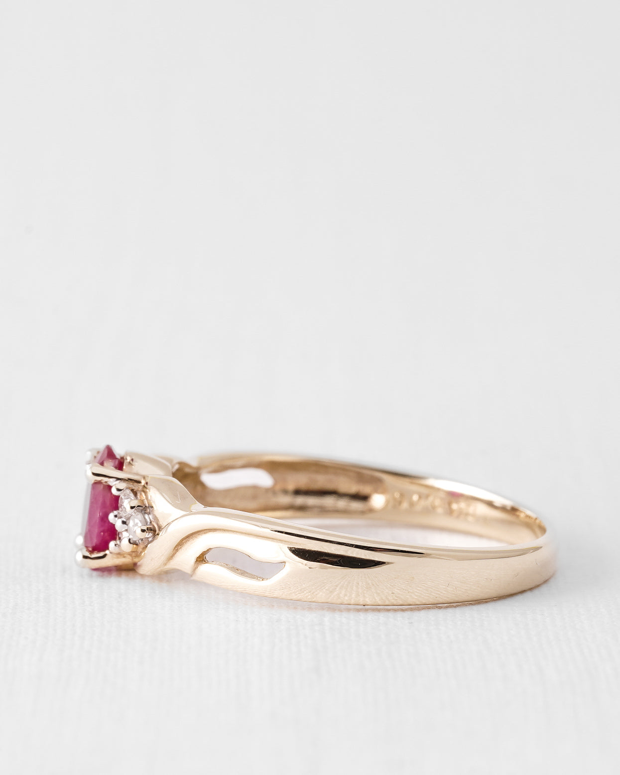 Loria | Vintage Ruby and Diamond Three-Stone Ring