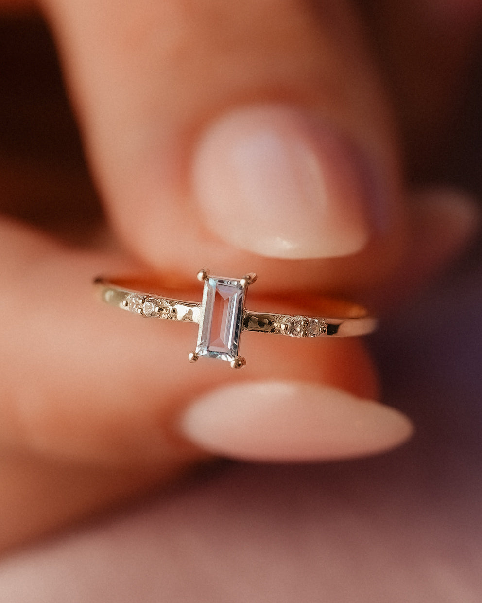 Nova | Aquamarijn Baguette & Diamant Ring