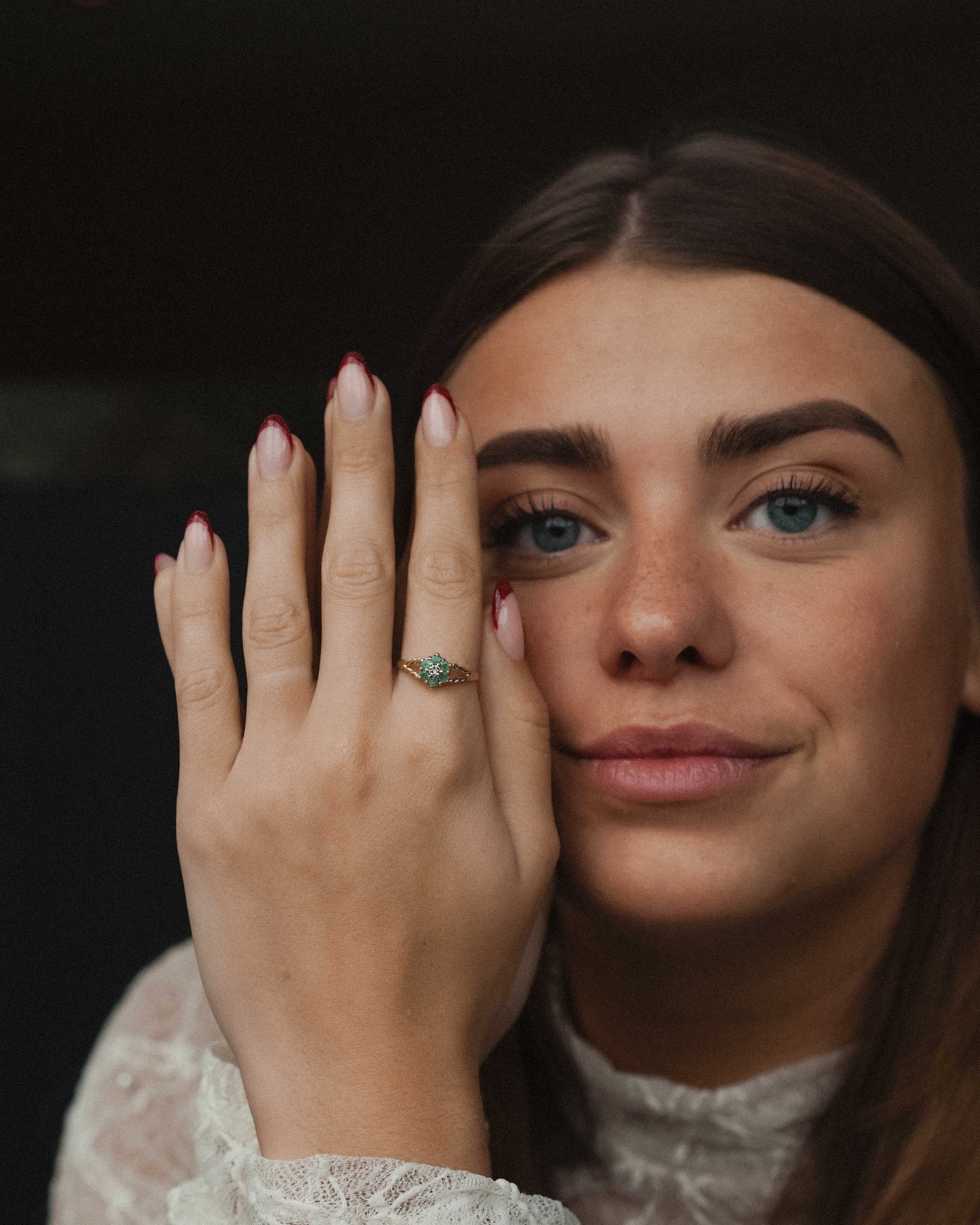 Emerelle | Vintage Emerald and Diamond Cluster Ring