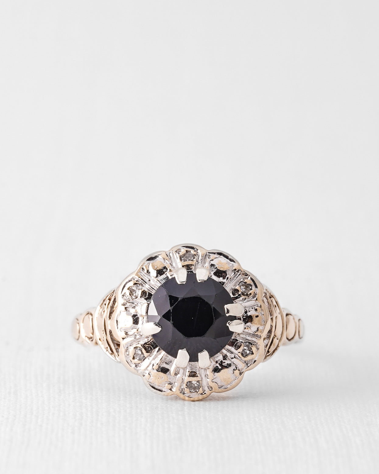 Aradia | Vintage Saffier en Diamant Cluster Ring
