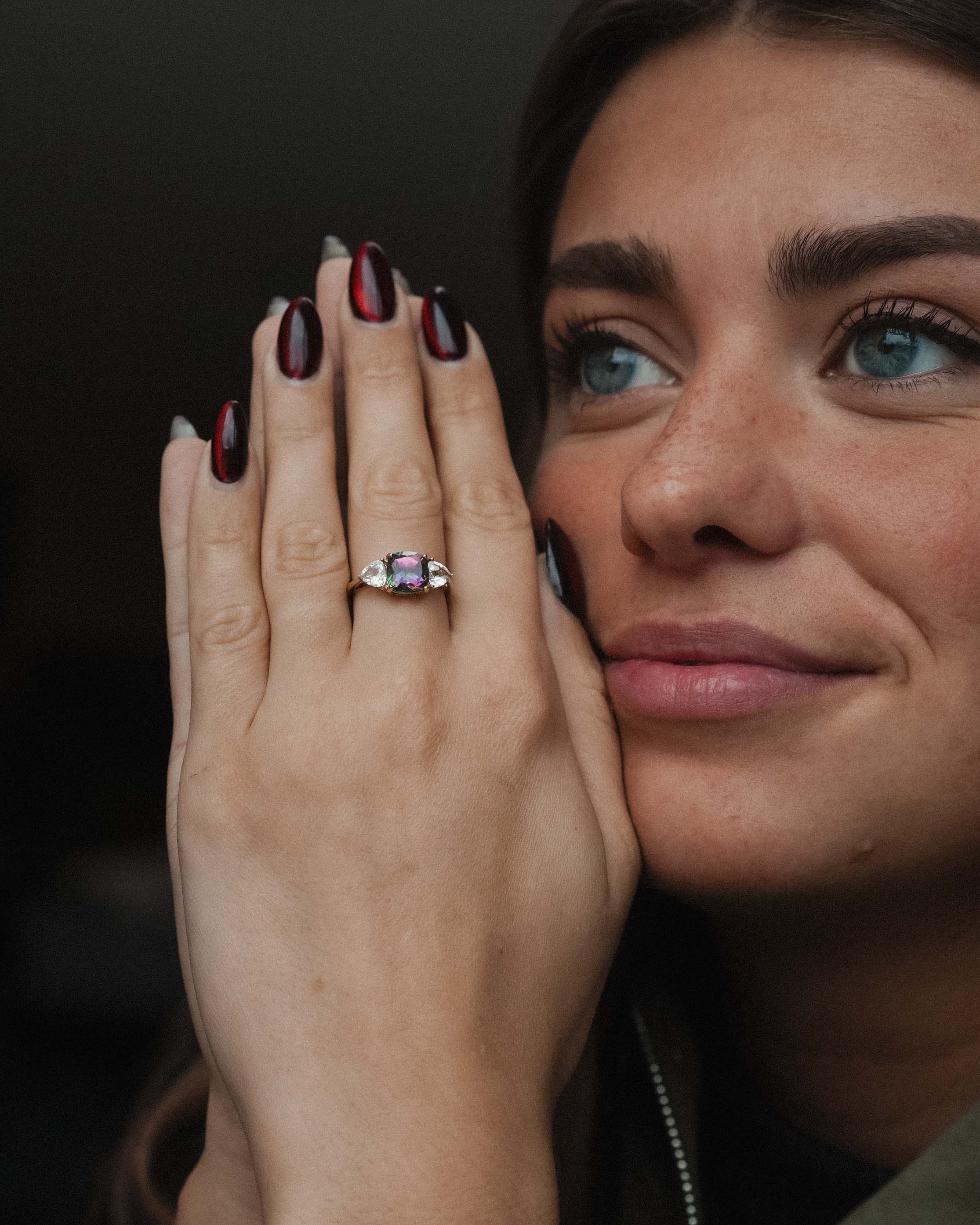 Mysterae | Vintage Mystic Topaz Solitaire & Topaz Details Ring