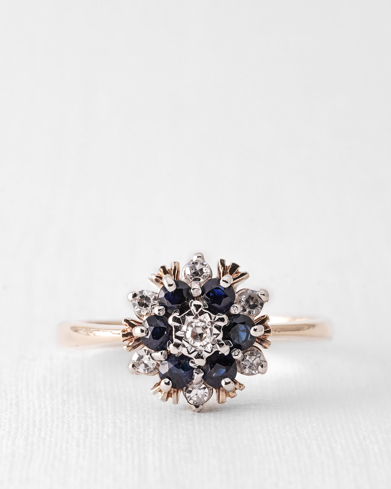 Vaela | Vintage Sapphire and Diamond Cluster Ring