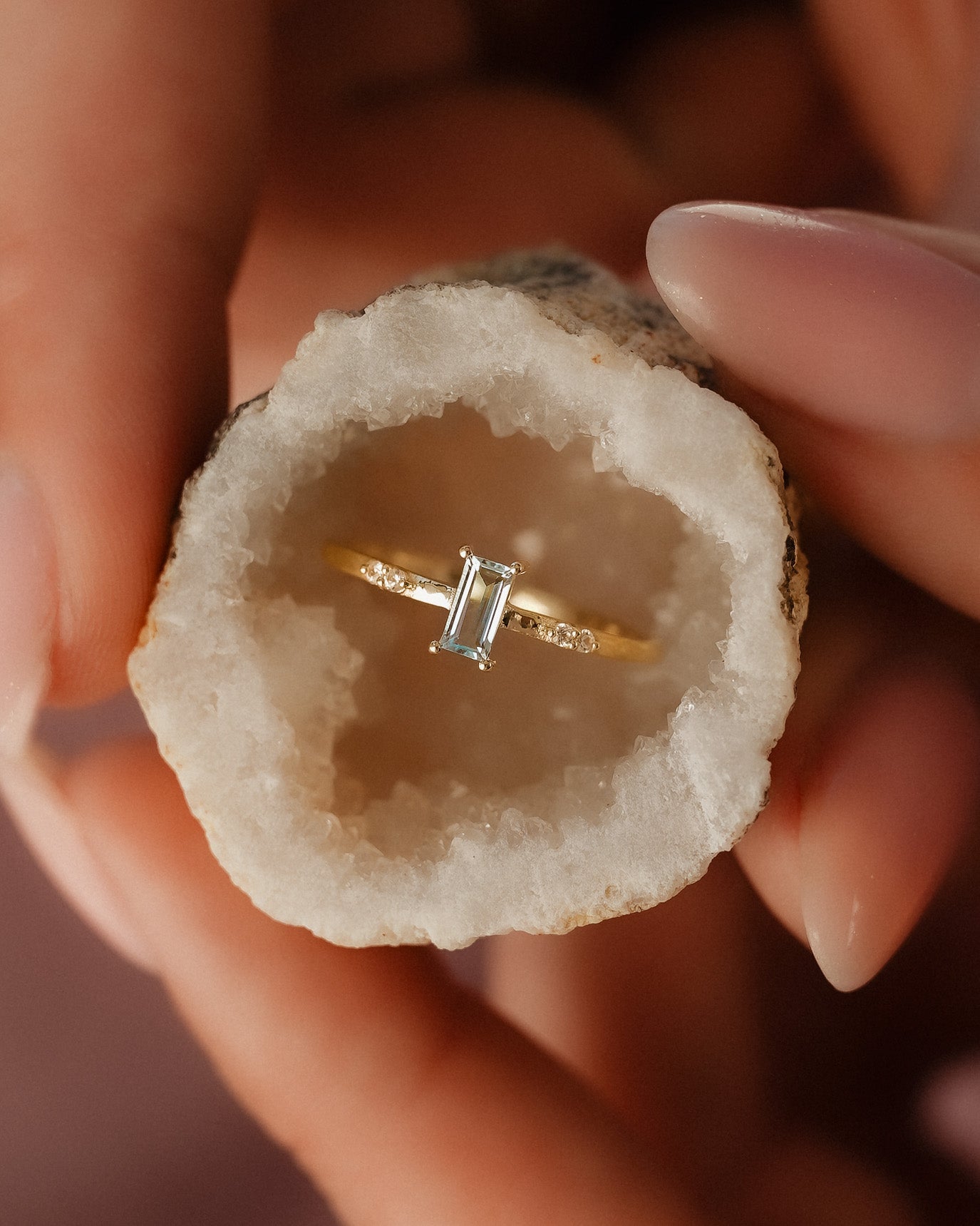 Nova | Aquamarijn Baguette & Diamant Ring